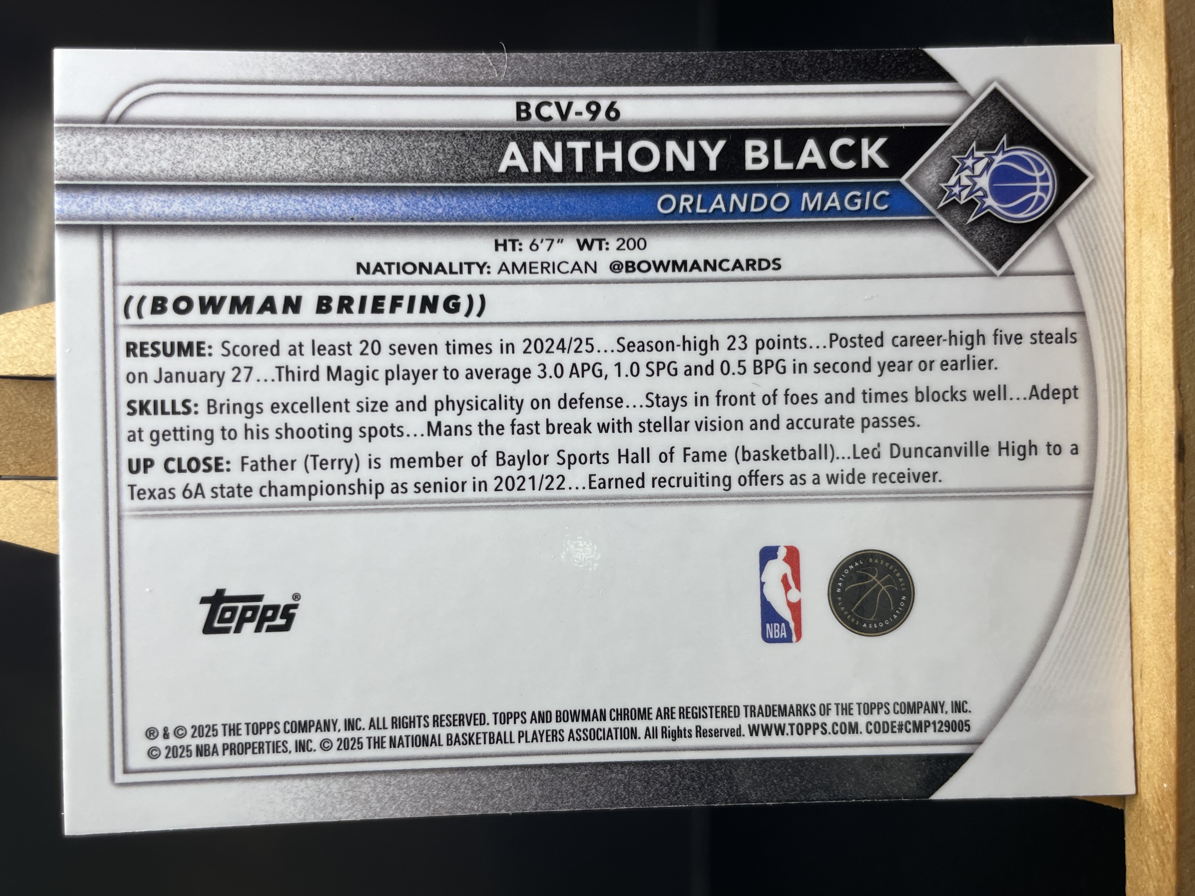 (A8) 2025 TOPPS MOJO折 安东尼 布莱克 魔术 近期大热球星 收藏凑套必备 卡品如图 !!!