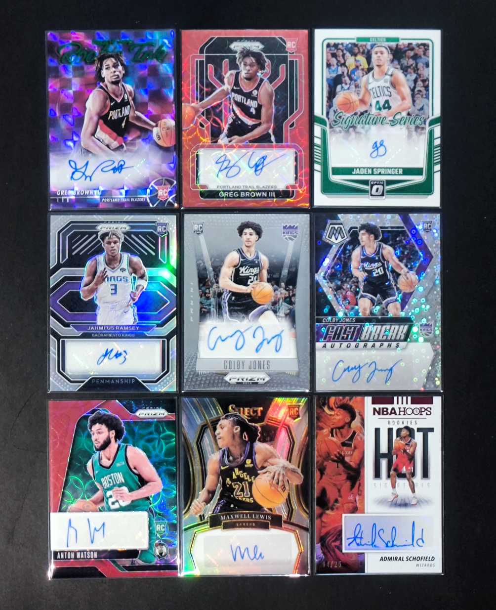 2024-25 Panini Prizm Anton Watson 安东-沃特森 杰登-斯普林格 科尔比-琼斯 格雷格-布朗三世 斯科菲尔德 刘易斯 签字 贴签 带编 限量 9张lot 打包