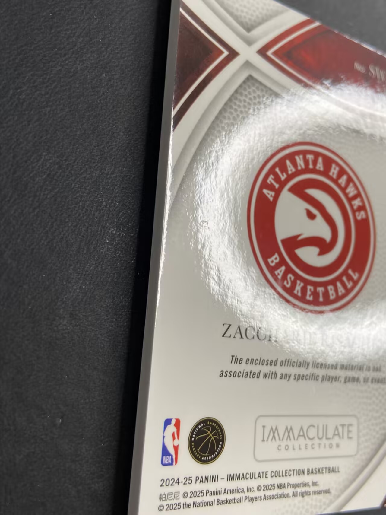 2024-25 Panini Immaculate Zaccharie Risacher 【肥猫代卖】L03Y 爱咪咪 老鹰 里萨谢 新秀 RC 小窗 球衣三色patch 4/99编 瑕疵如图