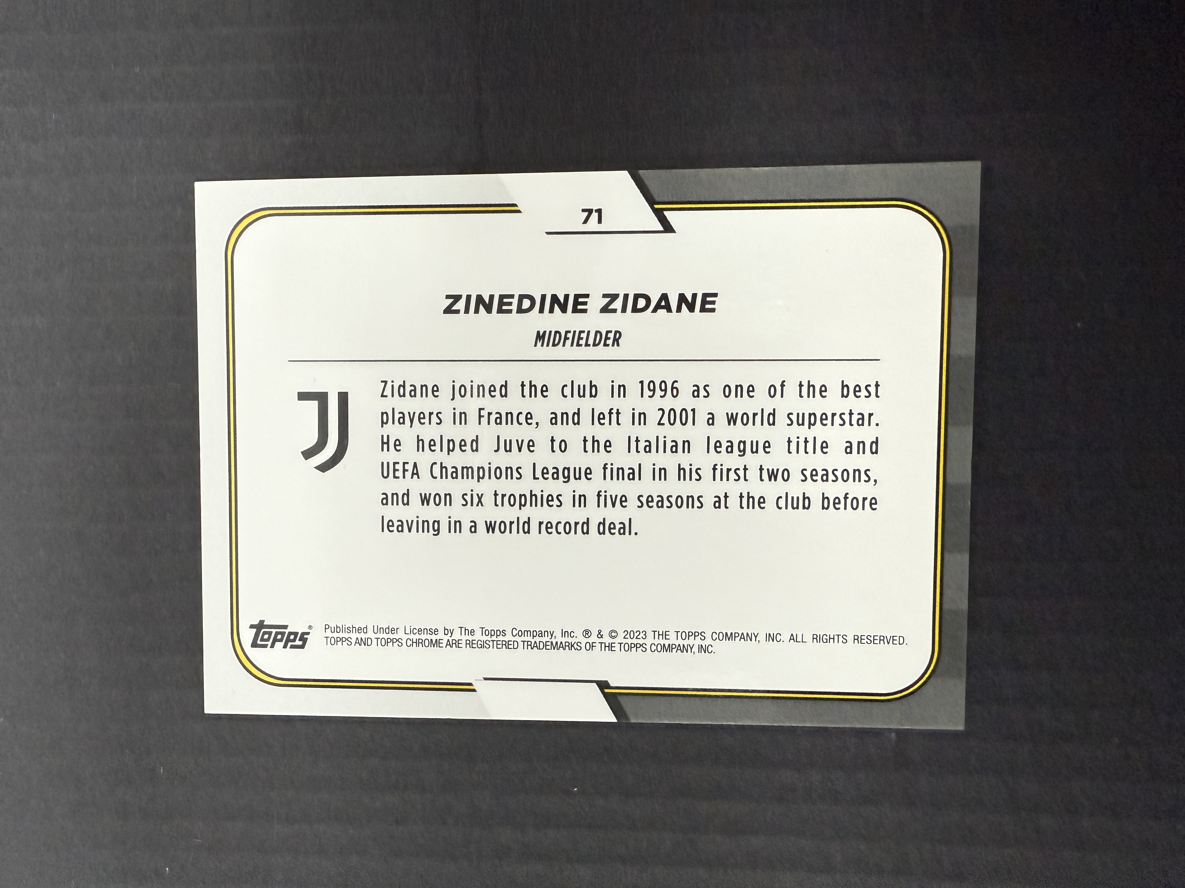 【GOAT山羊拍卖】D哥 2023-24赛季 topps chrome尤文图斯队盒系列 齐达内 金折 50/50 尤文图斯 品相如图