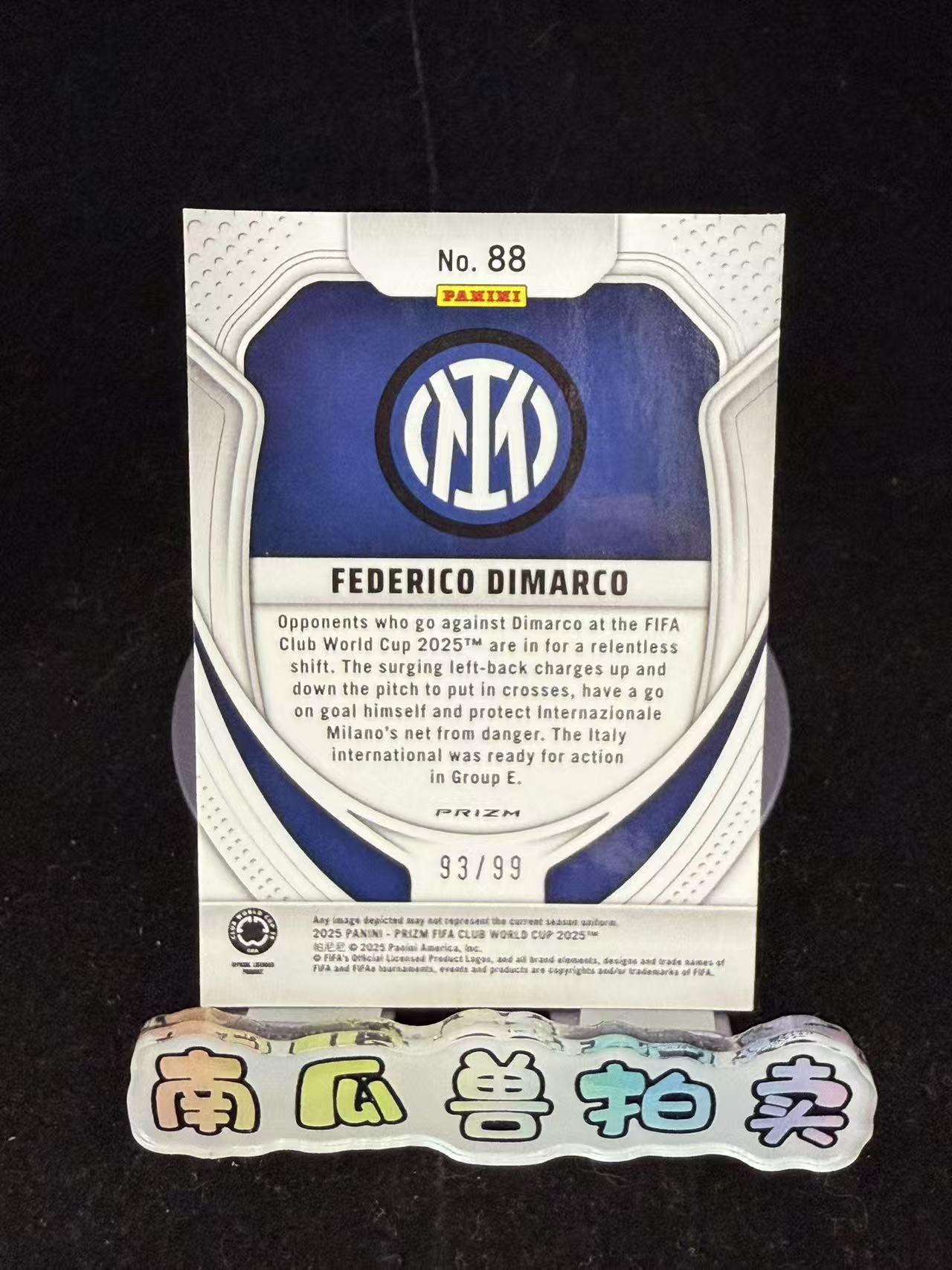 2025 Panini Prizm Federico Dimarco 世俱杯PZ 国际米兰 迪马尔科 99编 青折 折射 不保卡品 南瓜兽瓜哥11.20