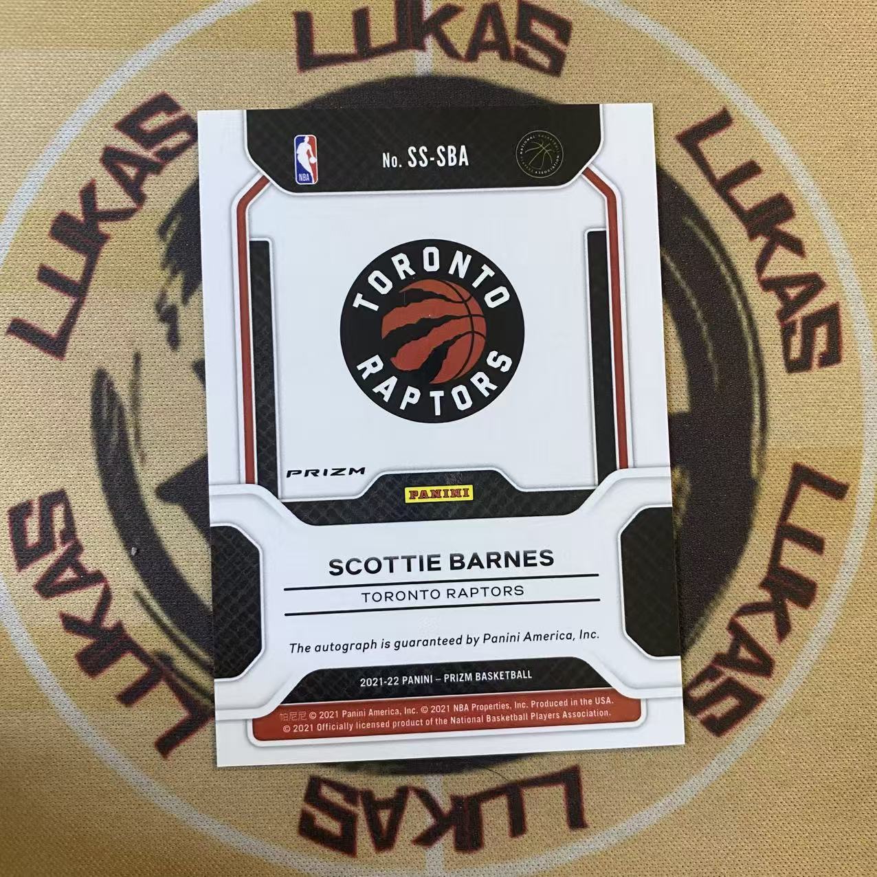 撸卡厮 Lukas 2122 prizm 猛龙 潜力新秀 全明星 前锋 斯科特 巴恩斯 SCOTTIE BARNES 银折 新秀 签字卡 新秀签 普折签