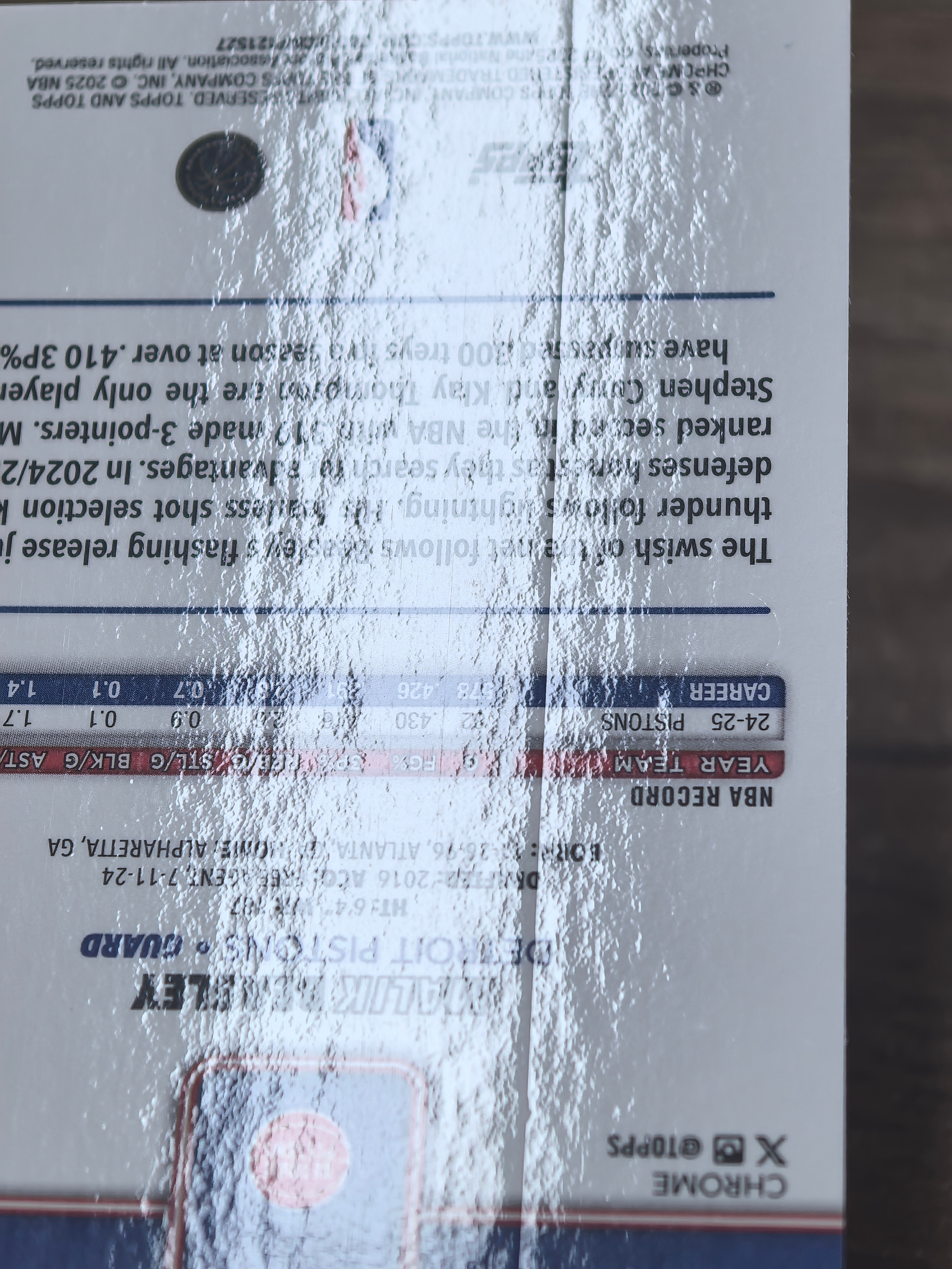 2025 Topps Chrome Malik Beasley 活塞 马里克比斯利 080/150编 蓝折 折射 微瑕 实卡精美 卡品如图 收藏必入 七哥