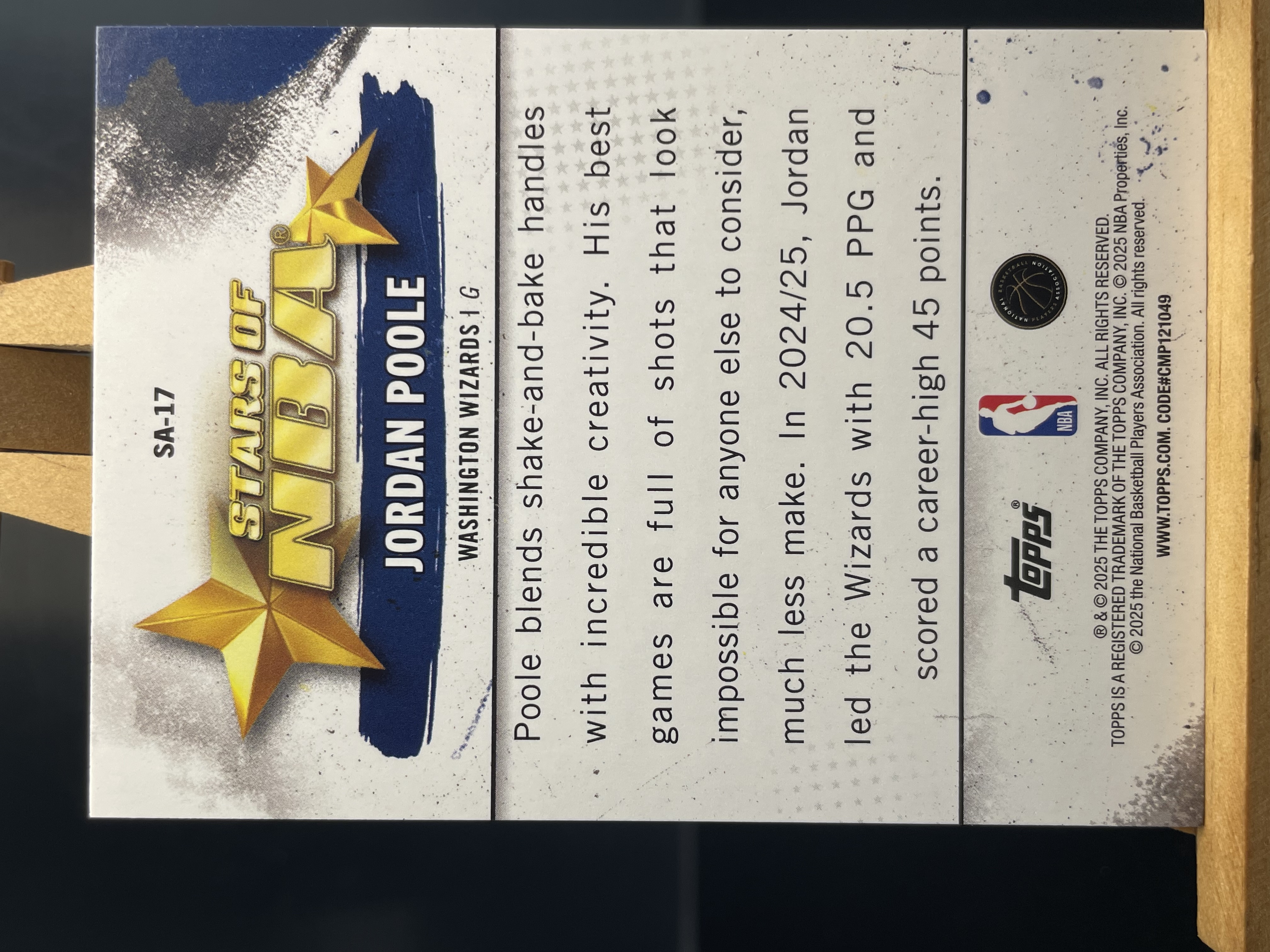 (A10) 2025 TOPPS 特卡 乔丹普尔 奇才 近期大热球星 收藏凑套必备 卡品如图 !!!