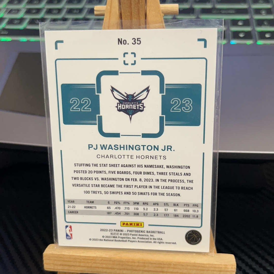 2022-23 Panini PaniniPhotoGenicNBA PJ Washington Jr. pj 华盛顿 黄蜂 上镜系列 卡品如图 瑕疵看图 凑图必备 值得收藏!