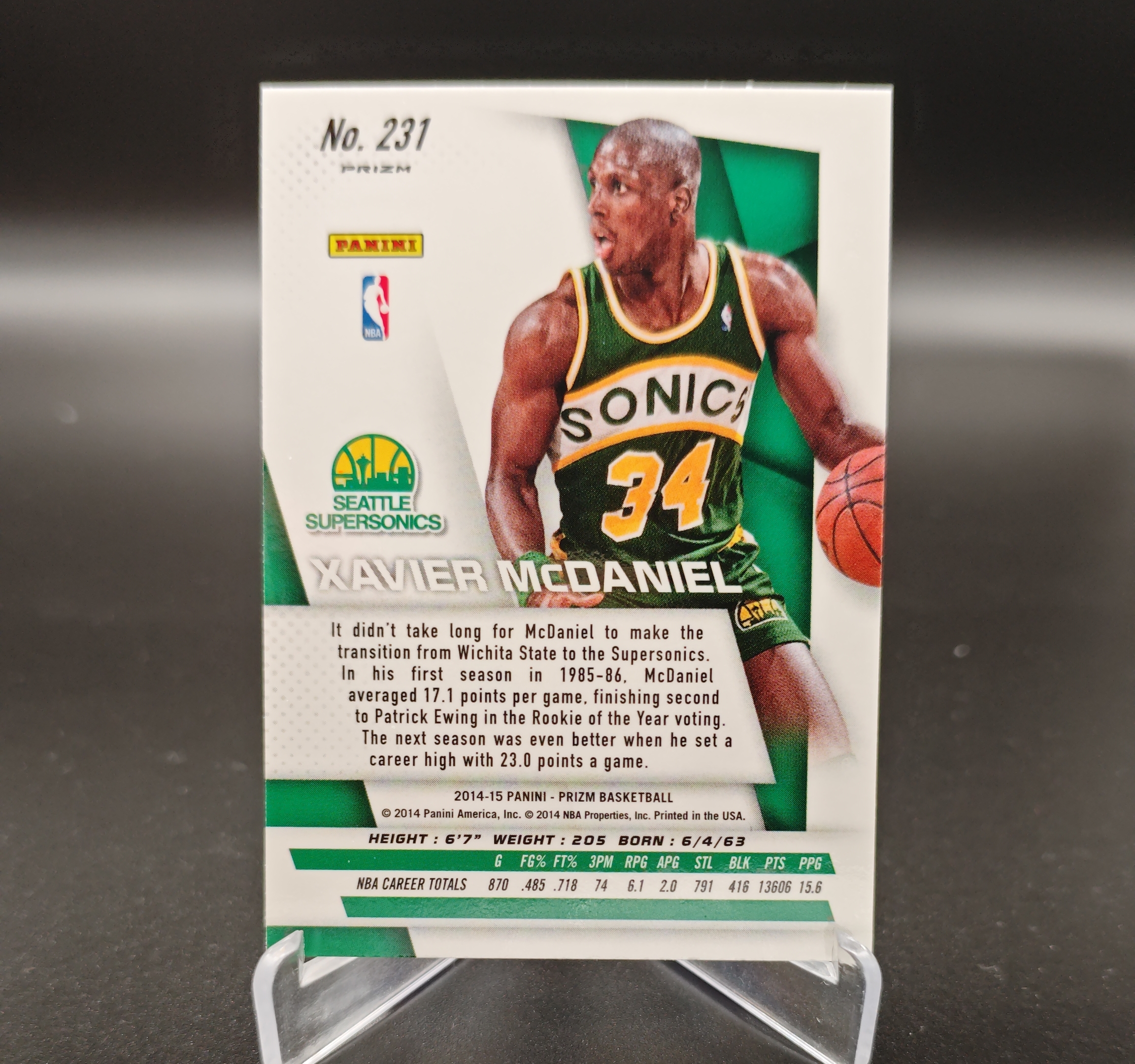2014-15 Panini Prizm Xavier McDaniel #231 西雅图超音速 pz 麦克丹尼尔 折射 卡品如图