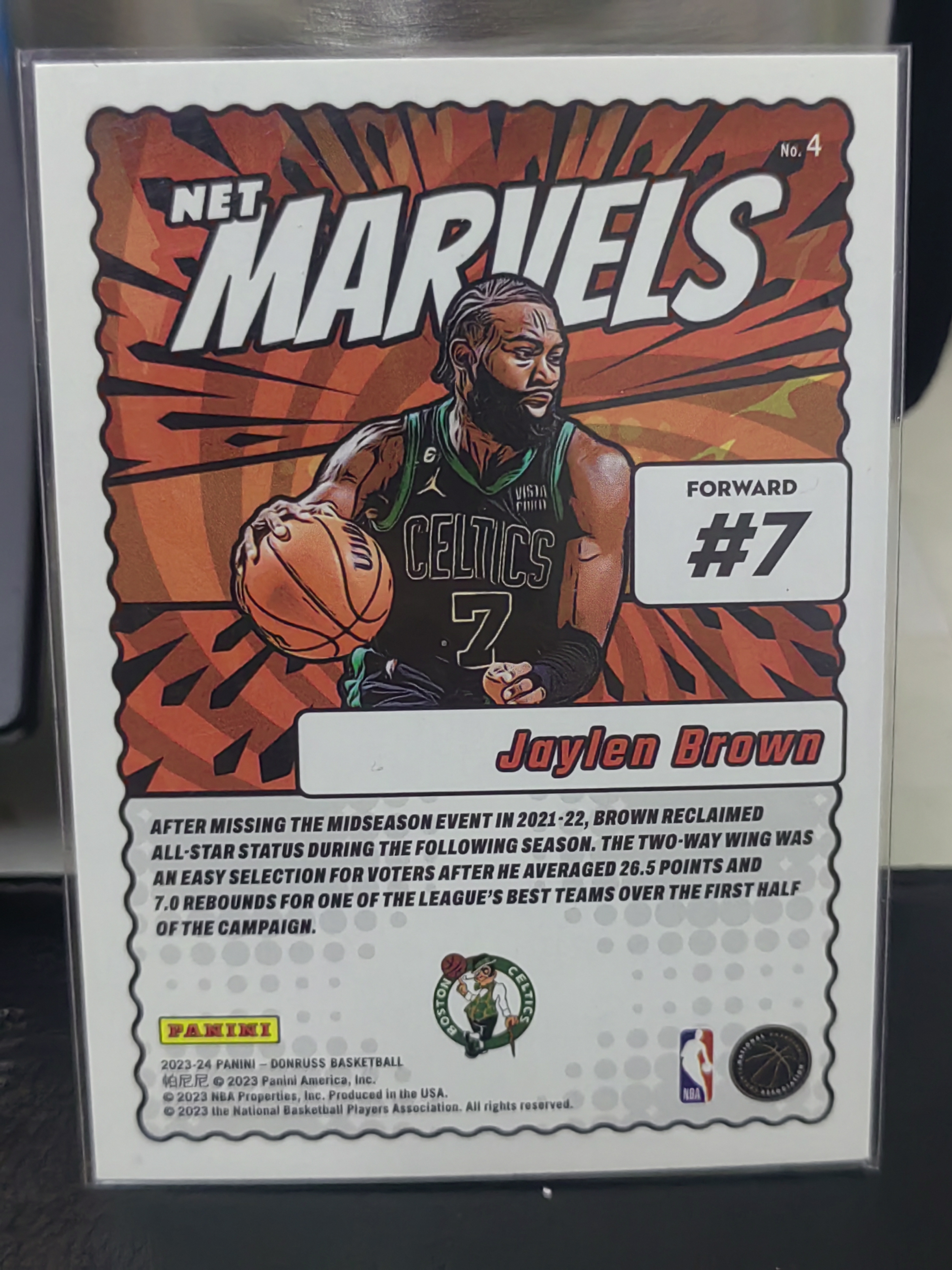 2023-24 Panini Donruss Jaylen Brown 杜蕾斯 漫威特卡 杰伦 布朗 凯尔特人 蓝 白边白角 不保卡品 卡品如图
