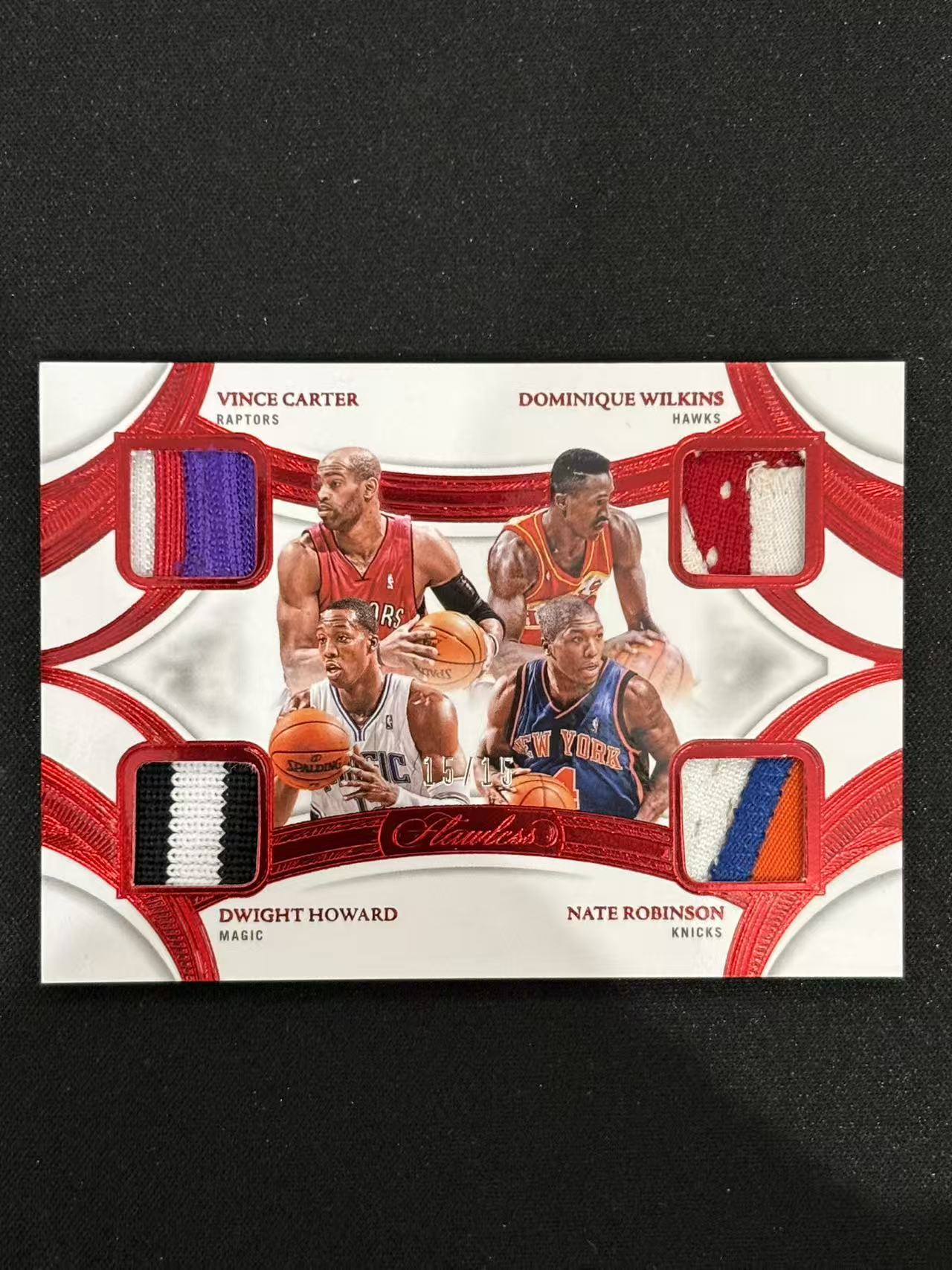 2024-25 Panini Flawless Vince Carter 手提 文斯 卡特 威尔金斯 德怀特霍华德 内特罗宾逊 红平行 四人 GU亲穿 四窗物料切割 15/15编 - 红豆
