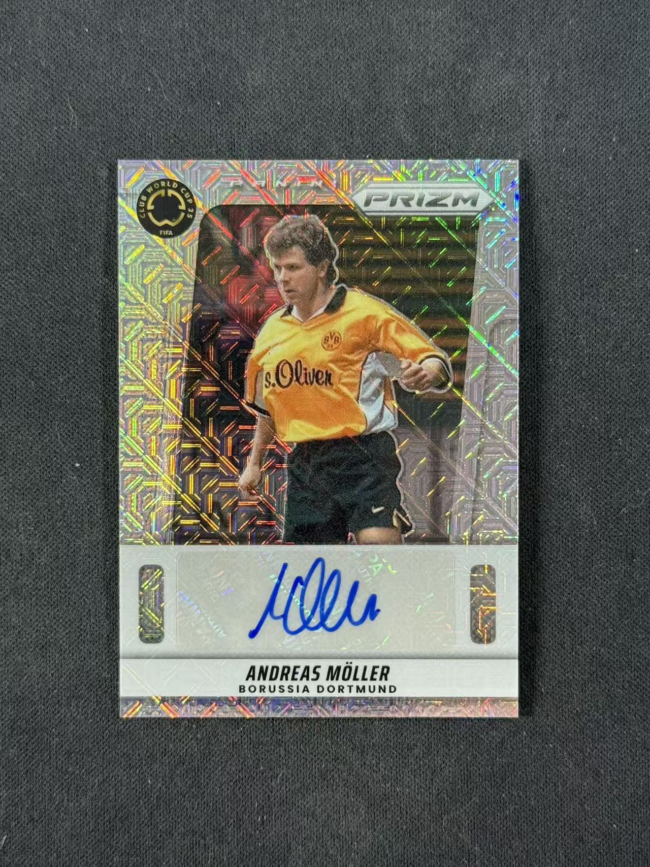 2025 Panini Prizm Andreas Moller 【林林拍卖拜仁】pz系列 世俱杯 多特蒙德 传奇名宿 安德烈斯穆勒 18/25编 mojo折 签字 瑕疵见图