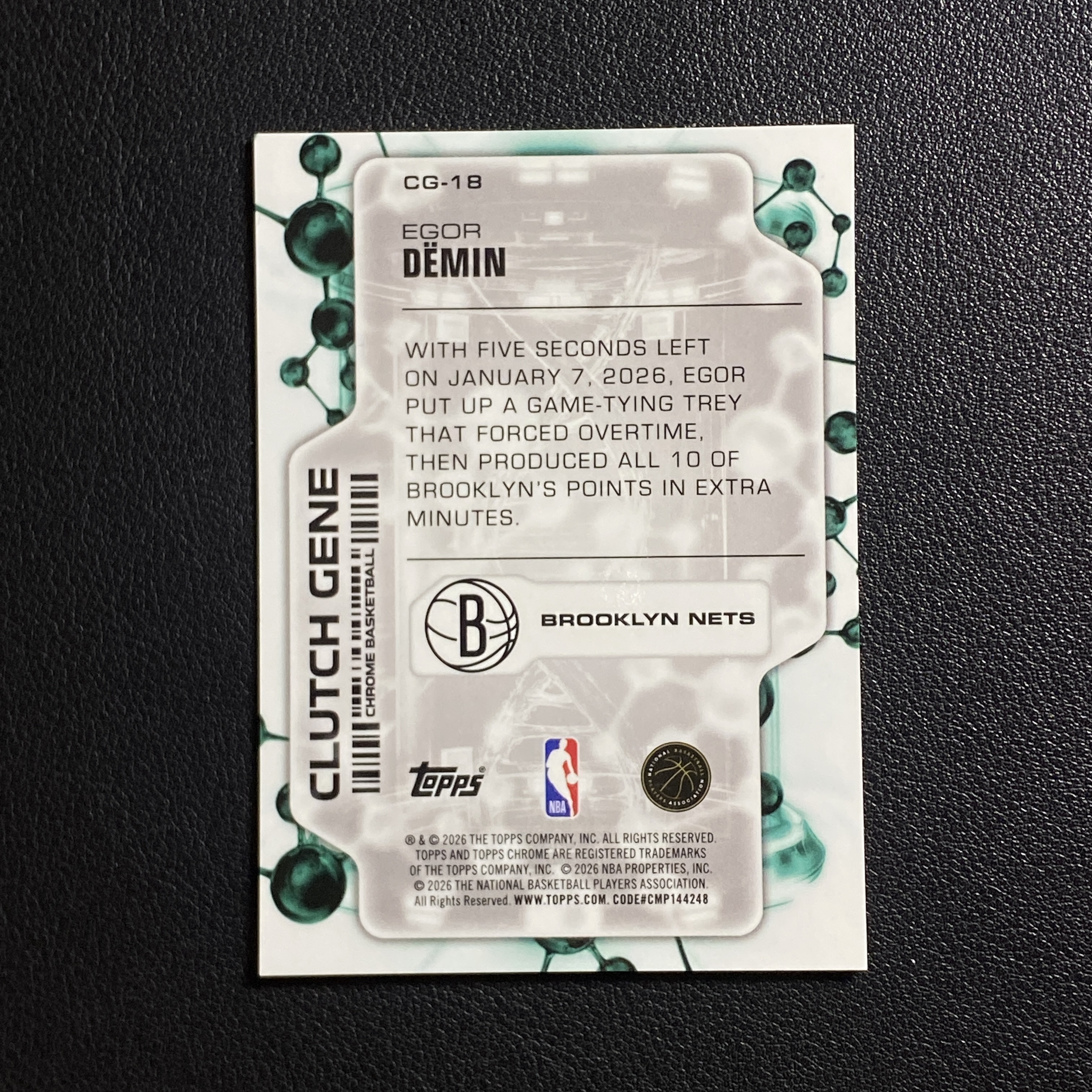 【伦子】2026 TOPPS CHROME UPDATE RC 新秀 篮网 EGOR DEMIN 叶戈尔 德明 杰明 50编 金马赛克折 特卡 瑕疵见图 SAMM-08