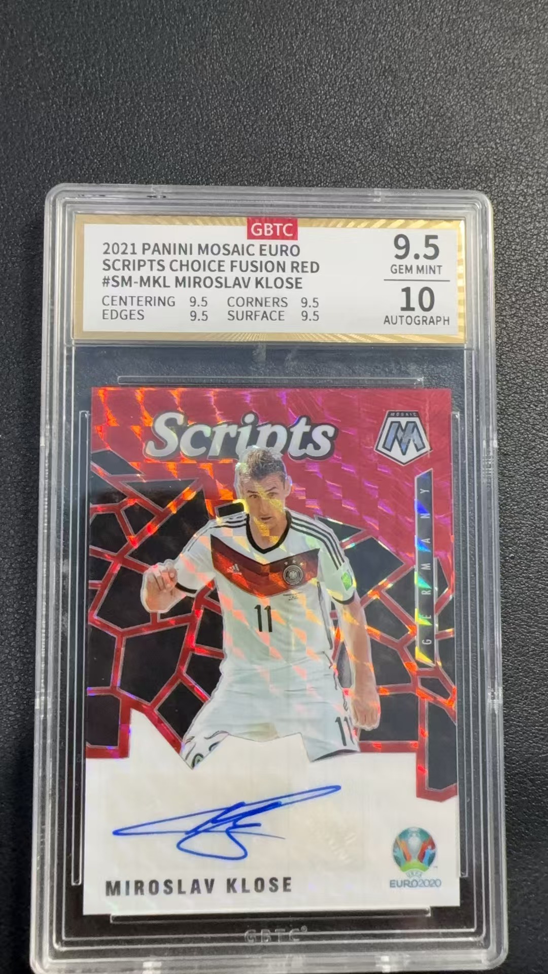 2021 Panini Mosaic Miroslav Klose 欧洲杯 马赛克 克洛泽 红折 GBTC 公博9.5分 签字10分 签名 完美签 卡品如图 xing
