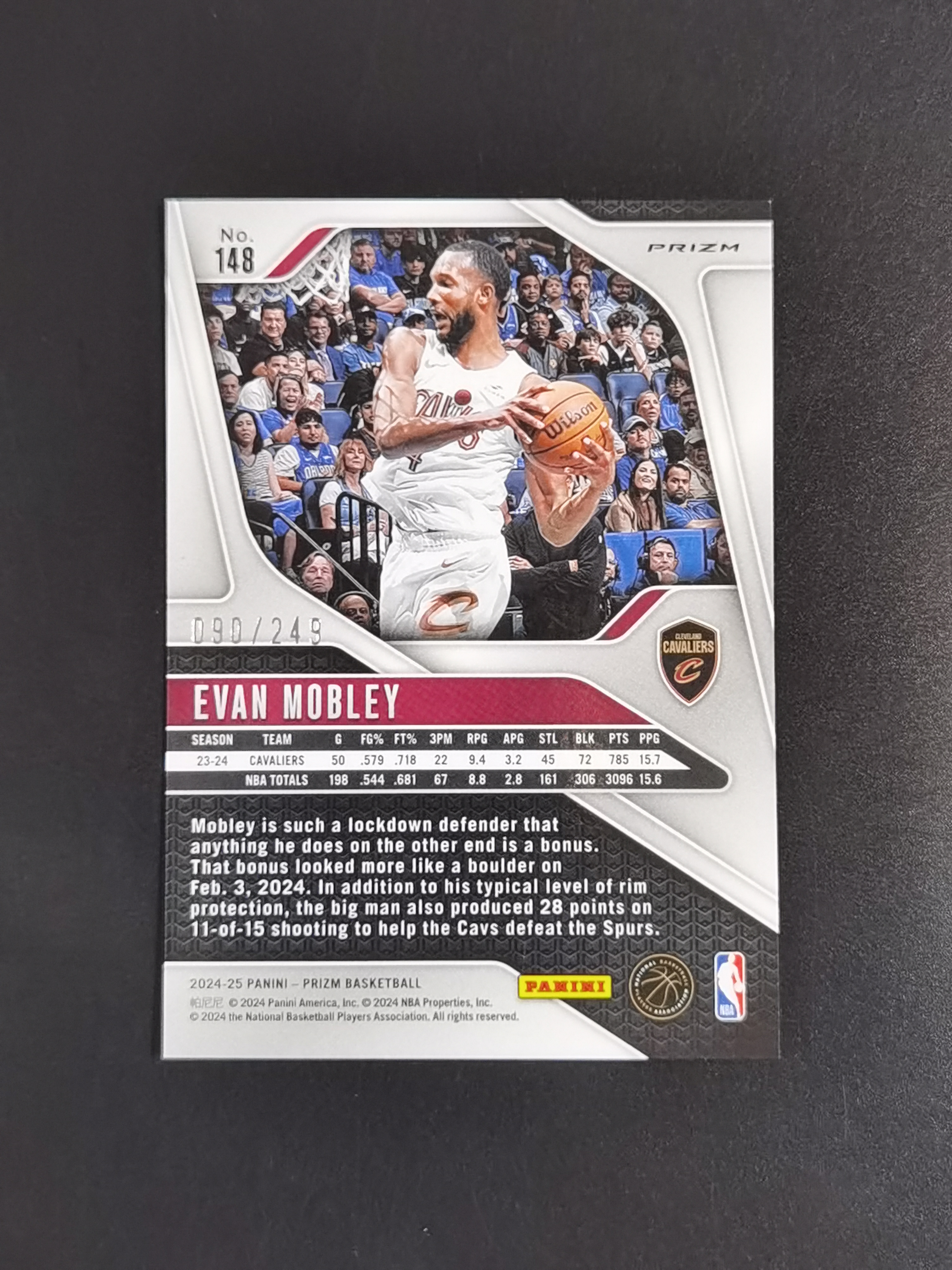 2024-25 Panini Prizm Evan Mobley 埃文 莫布利 249编 银瀑布折 卡品如图 专收必备