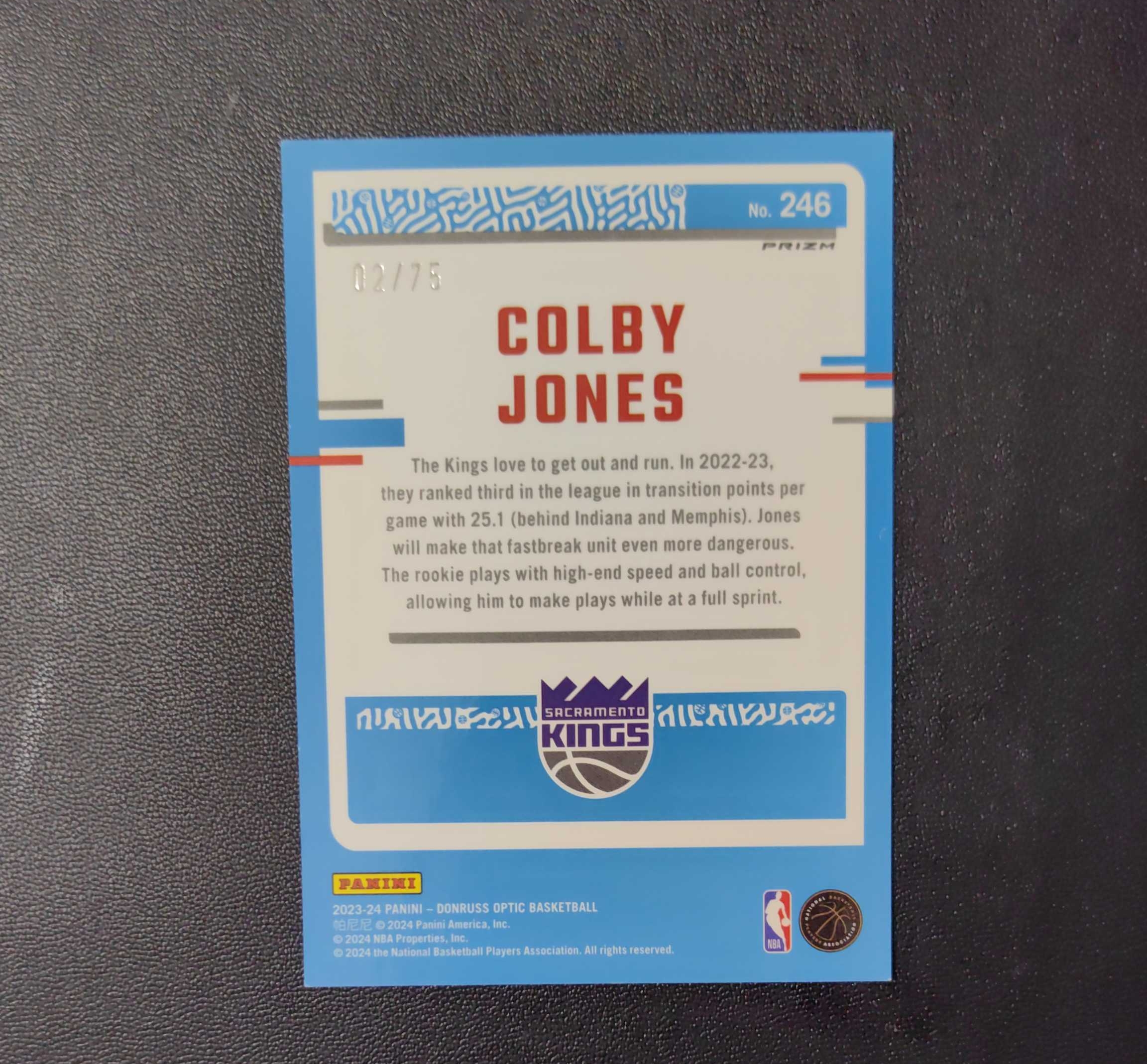 2023-24 Panini Optic Colby Jones RC 科尔比 琼斯 op 新秀 75编 红碎闪折 东契奇 sga 库里 文班亚马 詹姆斯