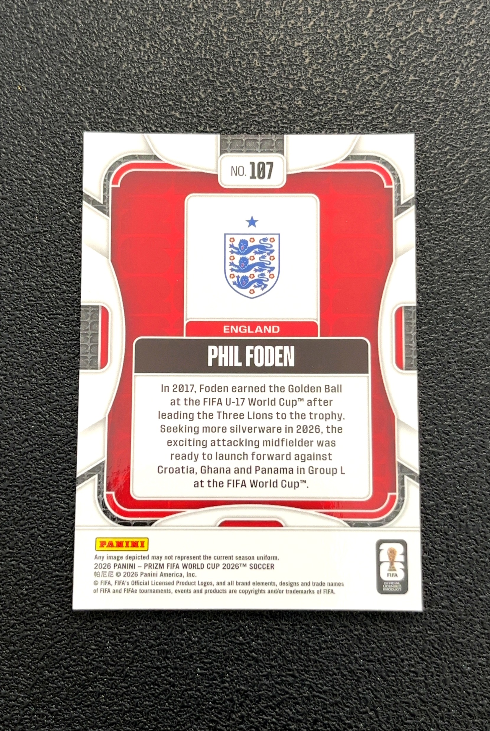 【岛屿拍卖】2026 Panini Prizm Phil Foden 菲尔·福登 卡品如图 高价值 #107 England 英格兰 0005#602