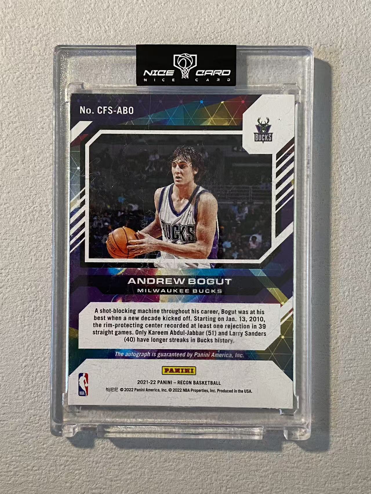 2021-22 Panini Recon Andrew Bogut recon 雄鹿 博古特 /99编 签字 银折 折射 收藏必备