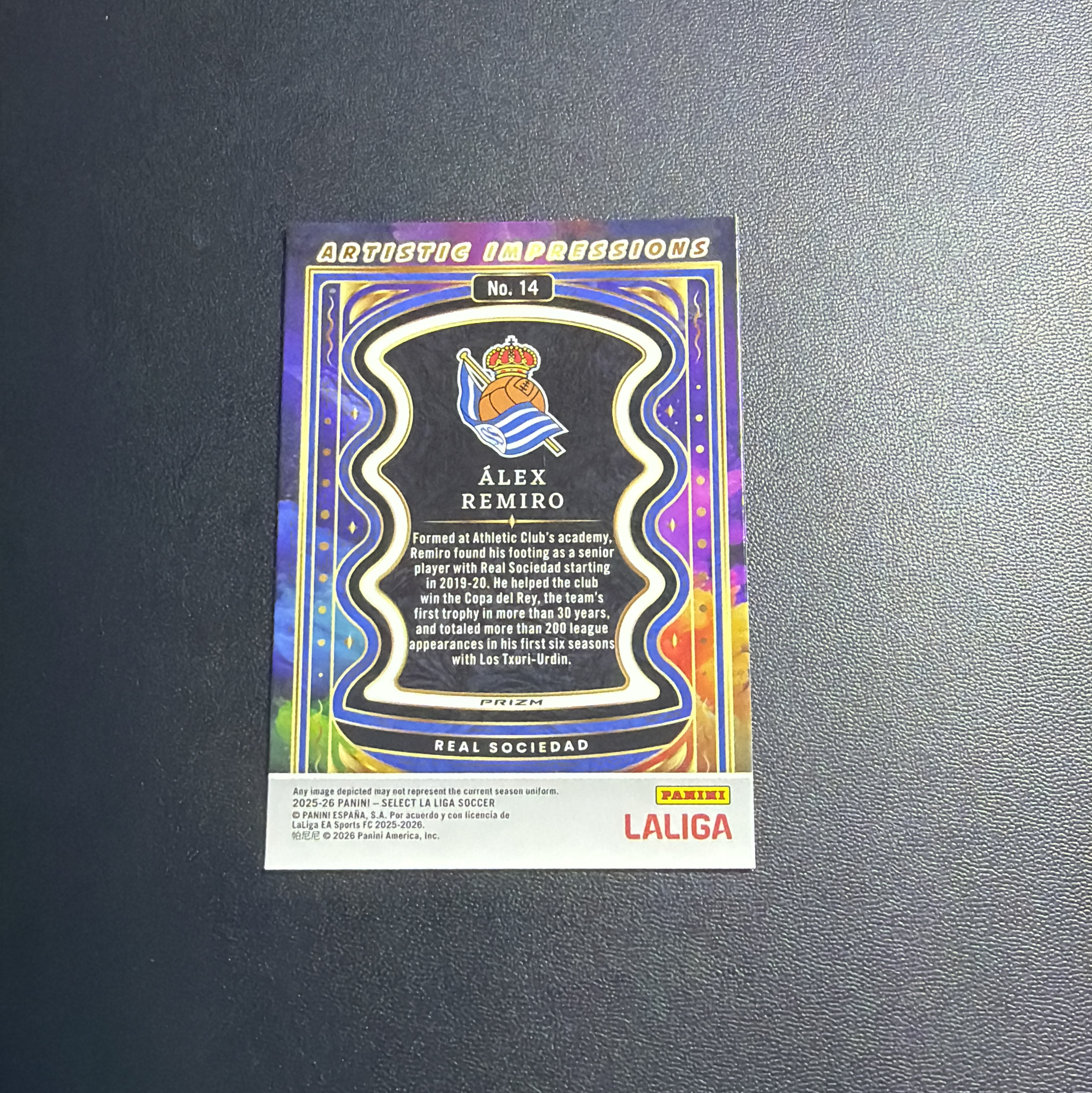 【小牛代拍】2025-26 Panini Select Alex Remiro 亚历克斯 雷米罗 皇家社会 ARTISTIC IMPRESSIONS 艺术印象特卡 大比例 SP 卡品如图(臧总)