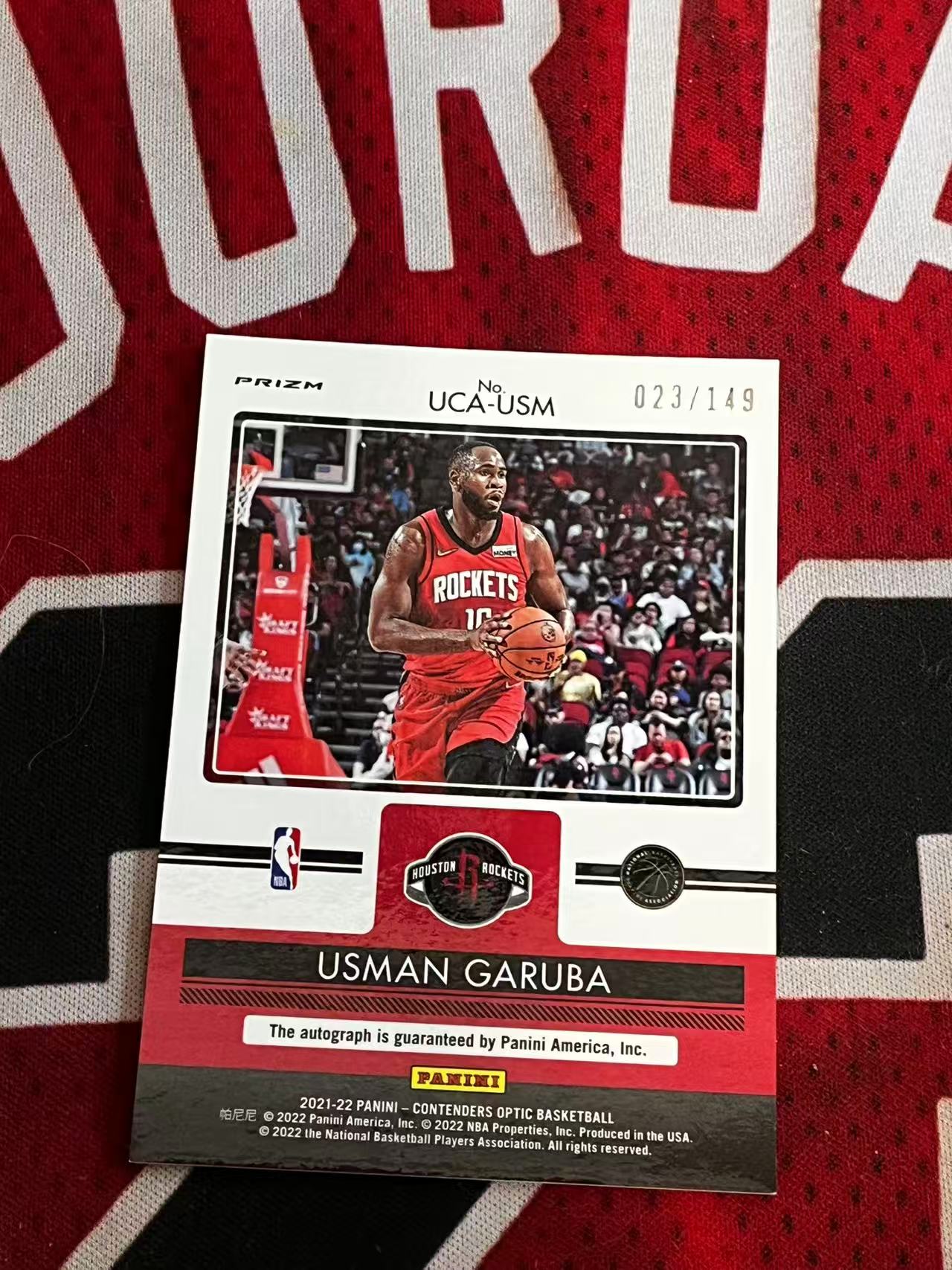 【接寄拍】2021-22 PANINI CONTENDERS OPTIC 球票系列 火箭 新秀RC 乌斯曼加鲁巴 149编 签字卡 银折 折射【烂臭嘴拍卖