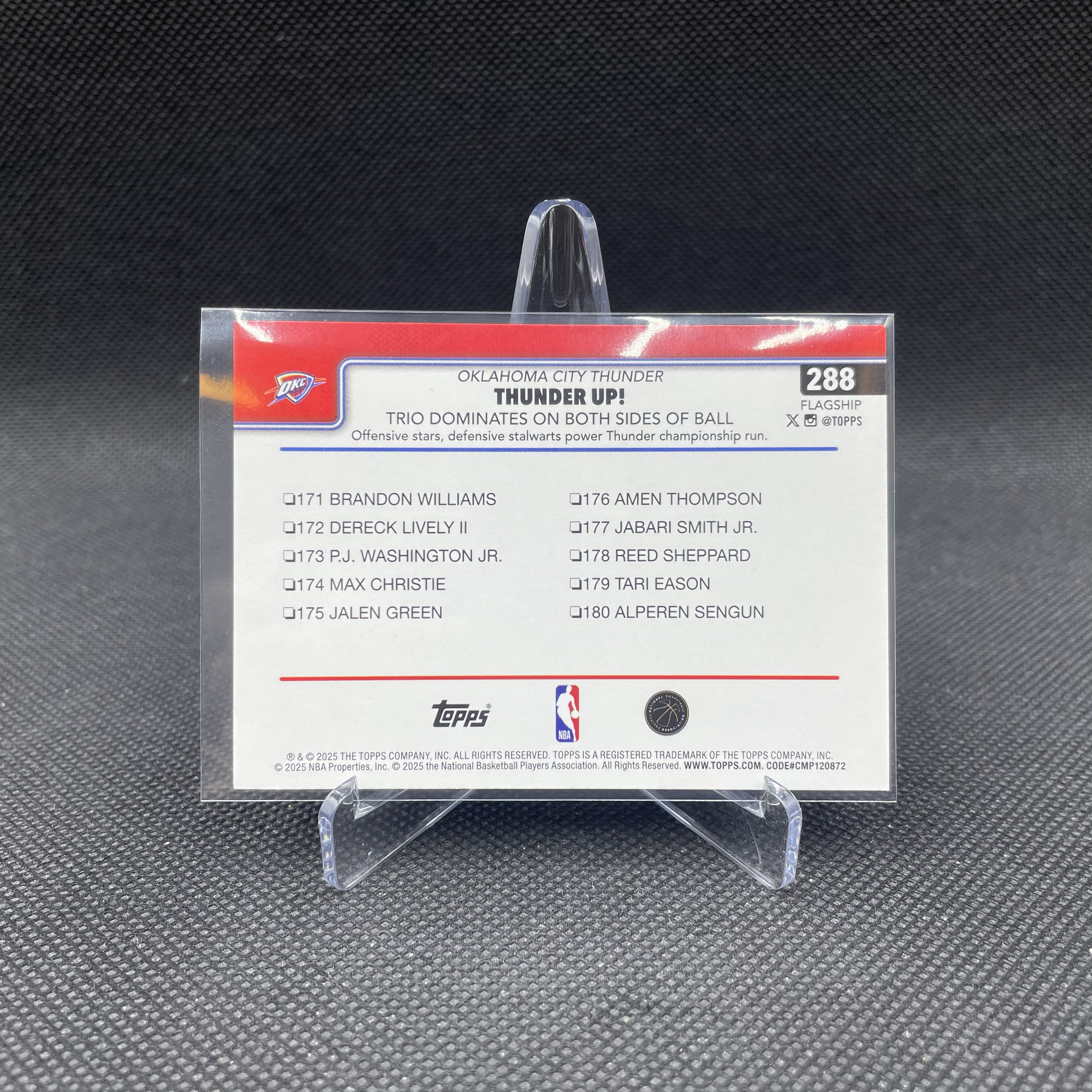 2025 Topps Flagship Shai Gilgeous-Alexander 雷霆 切特 霍姆格伦 亚历山大 卡鲁索 031/250编 紫折 Thunder Up特卡 品如图 不累计 猫