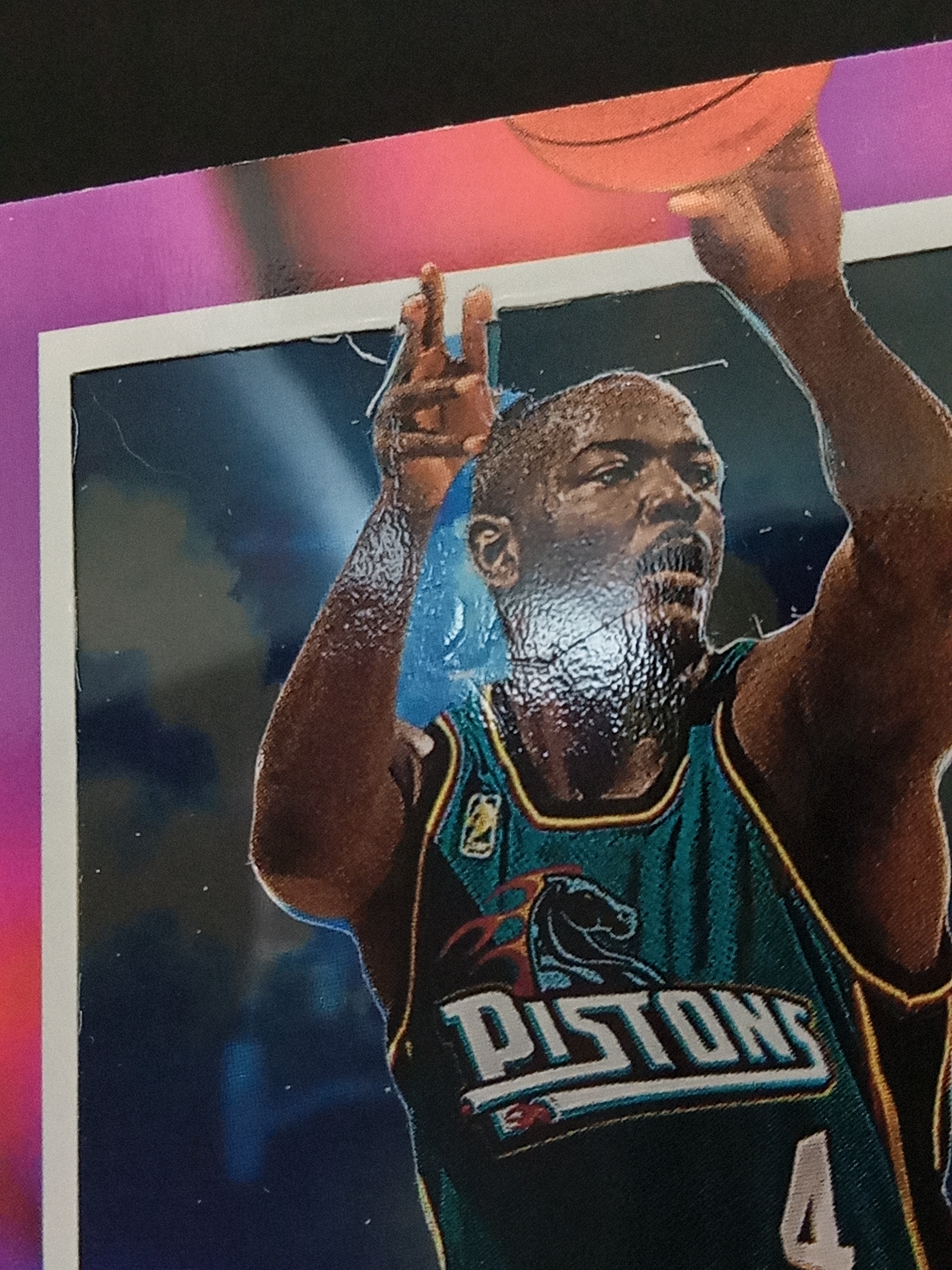 【DC拍卖】9.29小科比(微瑕)`1996-97 Skybox E-X2000 #18 Joe Dumars 乔杜马斯 底特律活塞 紫粉渐变胶片折射老球星卡`