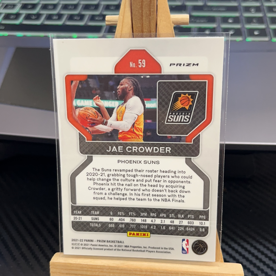 2021-22 Panini Prizm Jae Crowder 杰 克劳德 太阳 银折 碎冰折 折射 prizm系列 pz 卡品如图 凑图必备 值得收藏! 免费代卖!