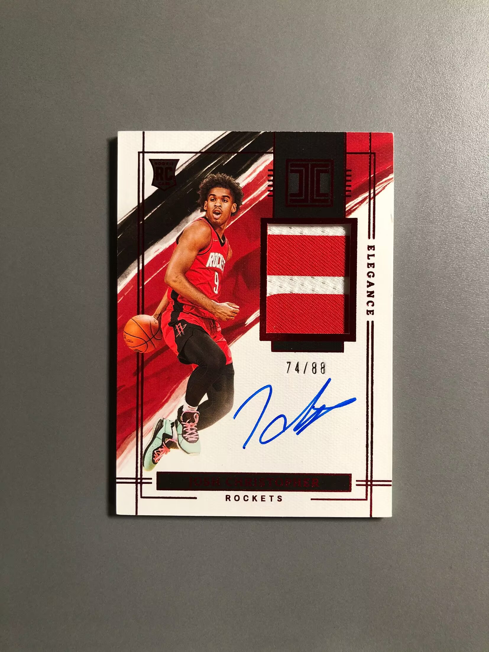 2021-22 Panini Impeccable Josh Christopher RC 约什·克里斯托弗 火箭 新秀 RC 球衣 签字 卡签 RPA 中国红 88编 切割暴力 瑕疵如图 FT031