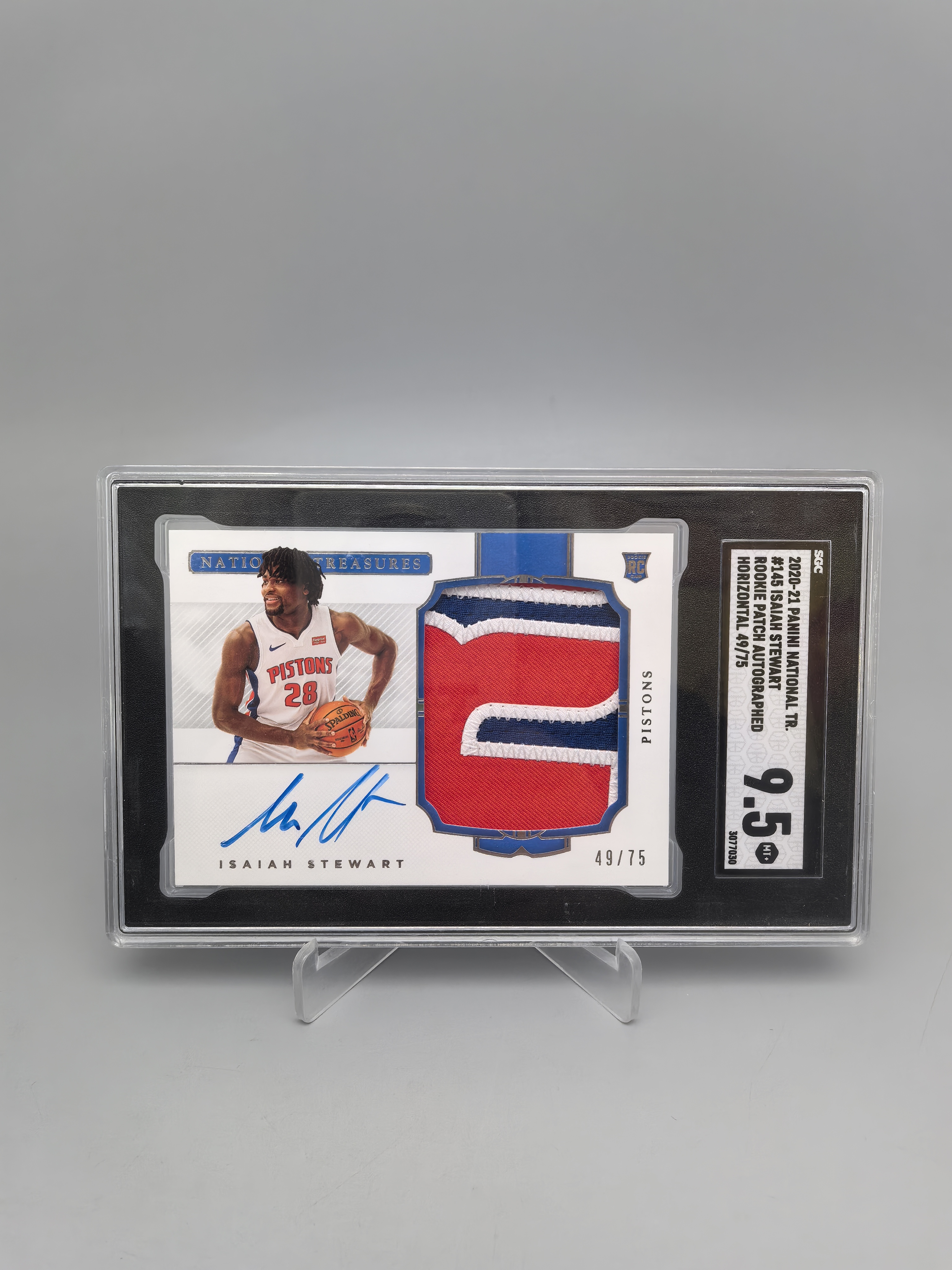 【拆吧代拍】2020-21 Panini National Isaiah Stewart RC 国宝 活塞 斯图尔特 RPA 新秀暴力切割 Patch签字 卡签75编 SGC9.5 派大心1206