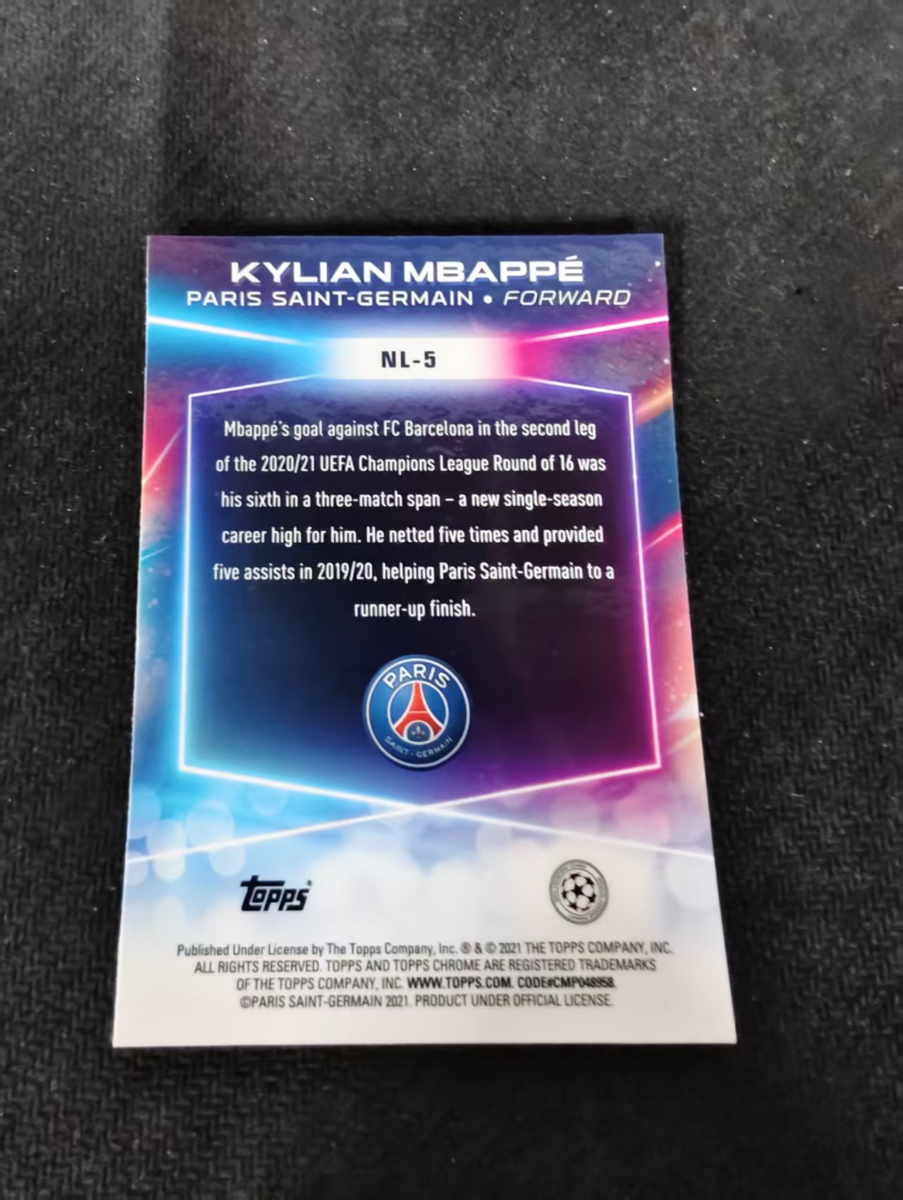 【可合并,不累计】2021 Topps Chrome Kylian Mbappe 欧冠 巴黎圣日耳曼 姆巴佩 银折 不保卡品 介意勿拍