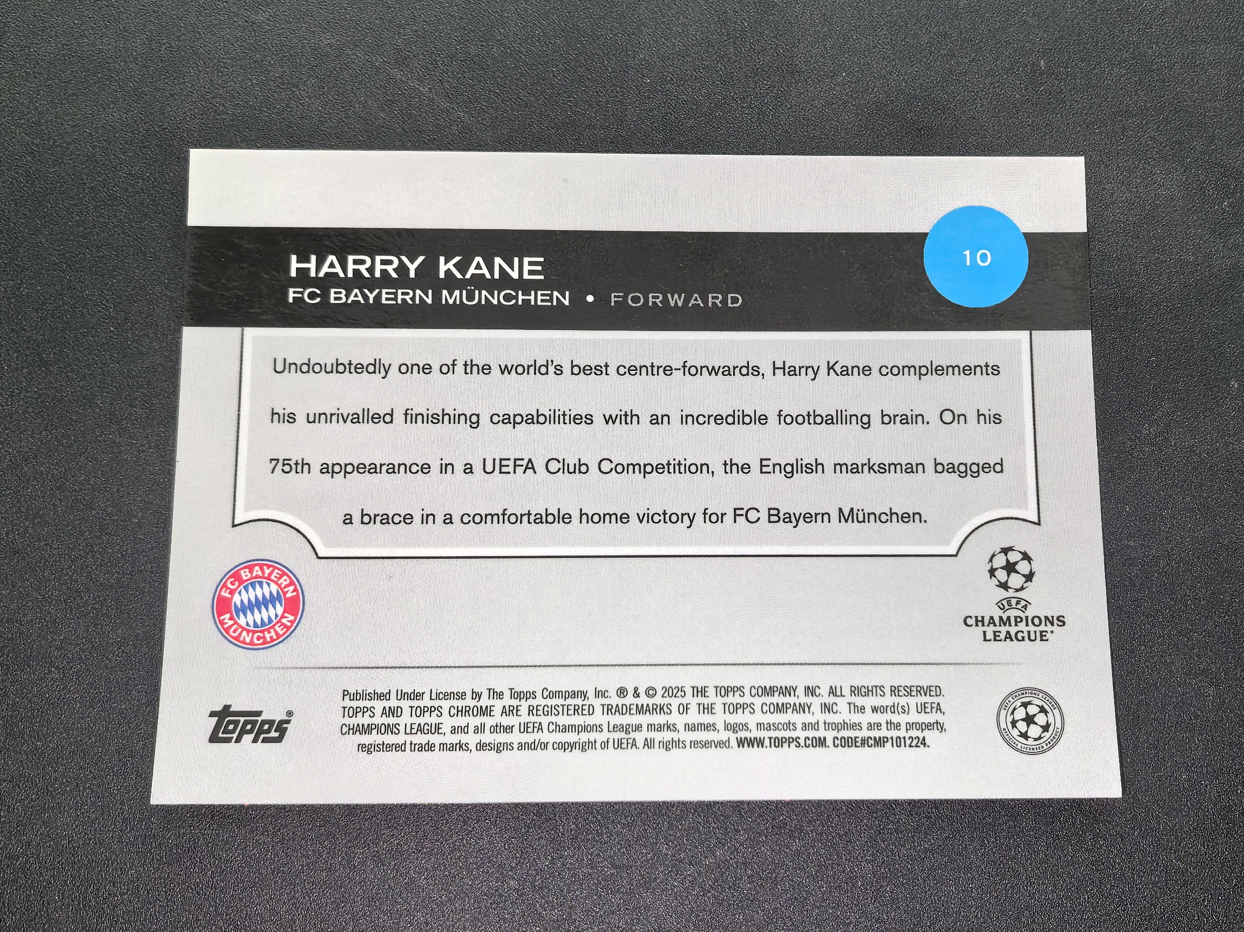2025 Topps Chrome Harry Kane 【麦考拍卖】m 哈里凯恩 欧冠tc 拜仁慕尼黑 FC bayern munchen 红熔岩折射 超低编限量/5编 微瑕如图