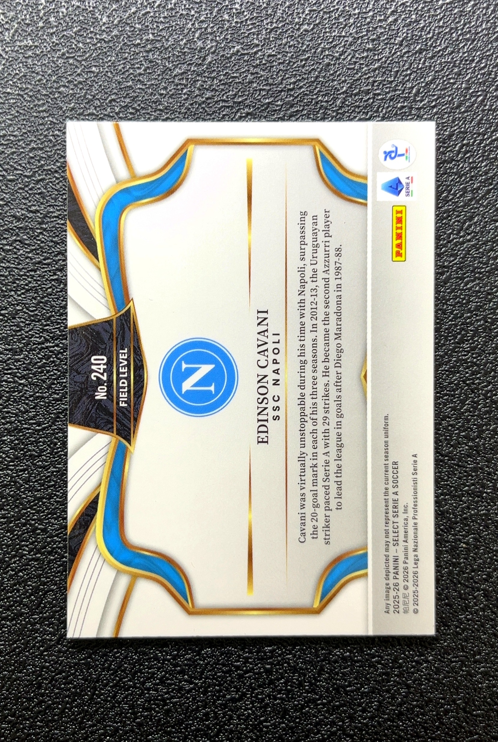 【岛屿拍卖】2025-26 Panini Select 三级 Edinson Cavani 埃迪森·卡瓦尼 卡品如图 高价值 #240 SSC Napoli 那不勒斯足球俱乐部 0015#182