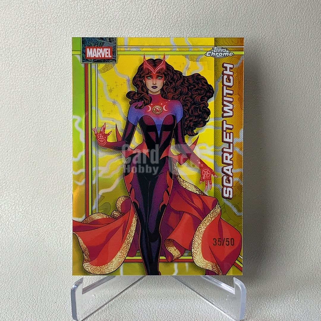 2026 Topps Marvel (MCU) Comics Chrome 漫威TC Scarlet Witch 绯红女巫 旺达 35/50编 金闪电折 折射 稀有 低编 品相如图 凑套必备 佑哥