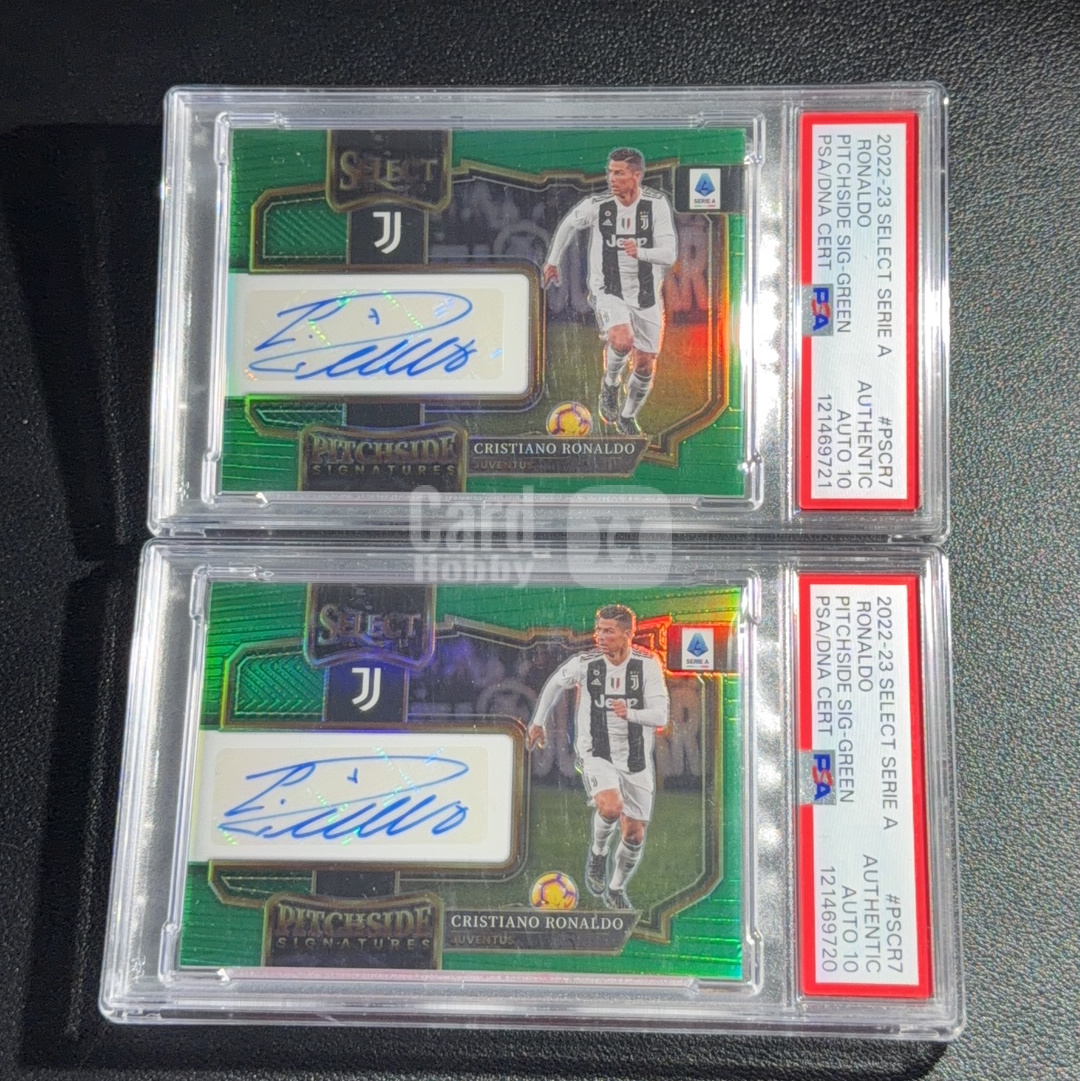 2022-23 Panini Select Cristiano Ronaldo 【王大仙典藏】1/2 2/2 场边 签 绿折 元年 意甲 C罗 签字psa10 尤文图斯 葡萄牙 绝笔签  全球仅两张 