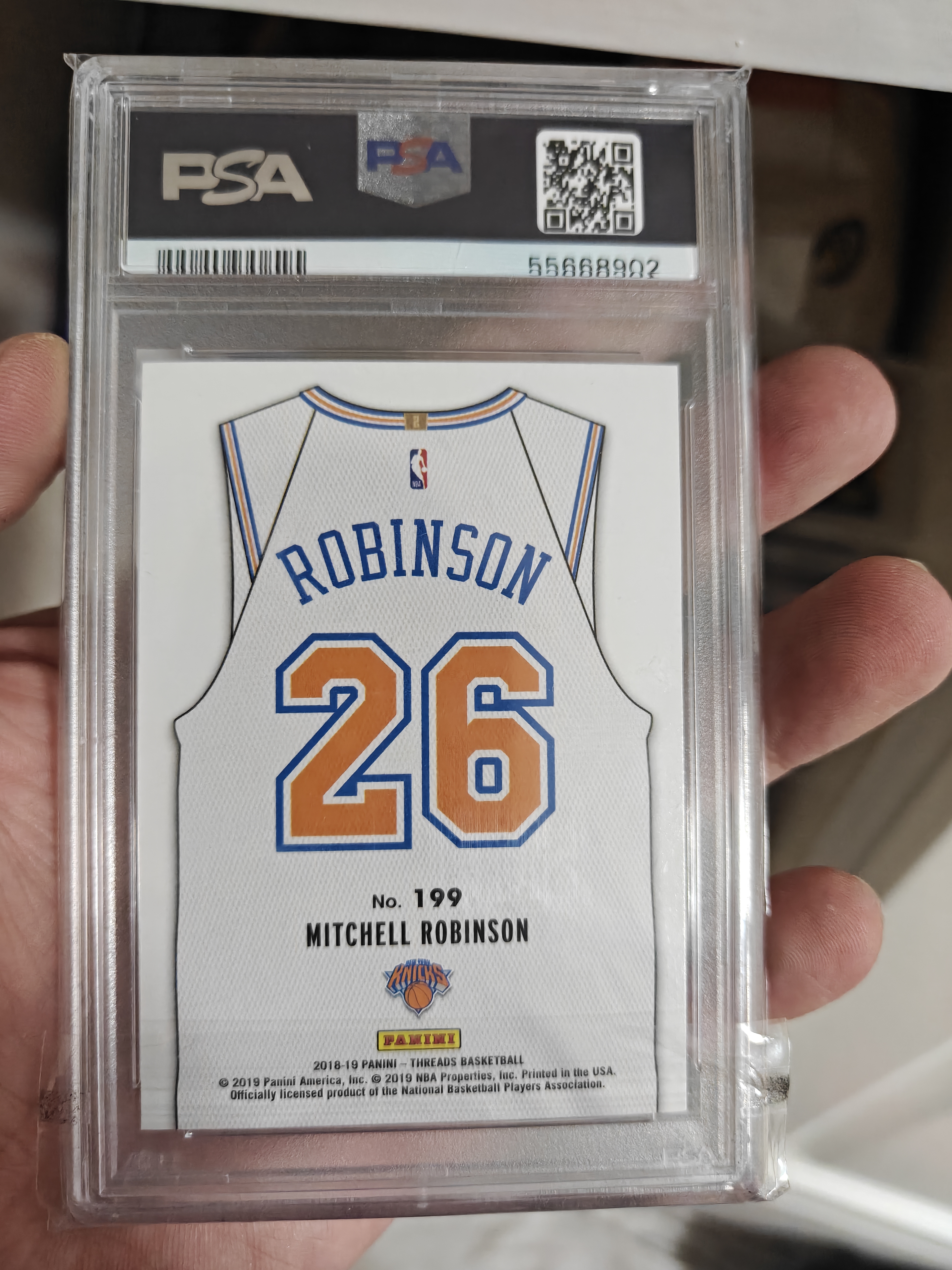 2018-19 Panini Threads Mitchell Robinson RC #199 PSA10 rookie 新秀年 选秀年 RC 小背心 尼克斯 米切尔 米切尔罗宾逊 罗宾逊