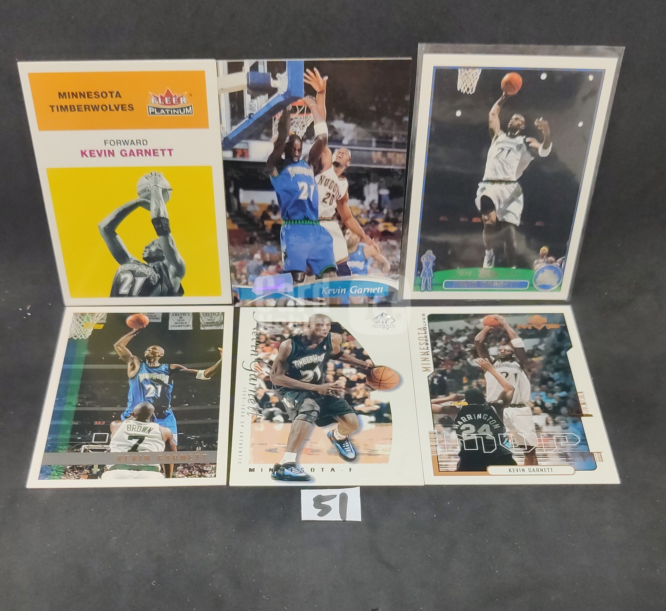 【DC拍卖】7.08 凯文加内特 6 张森林狼 Fleer/UD 复古普卡打包 狼王黑白蓝球衣老卡收藏套