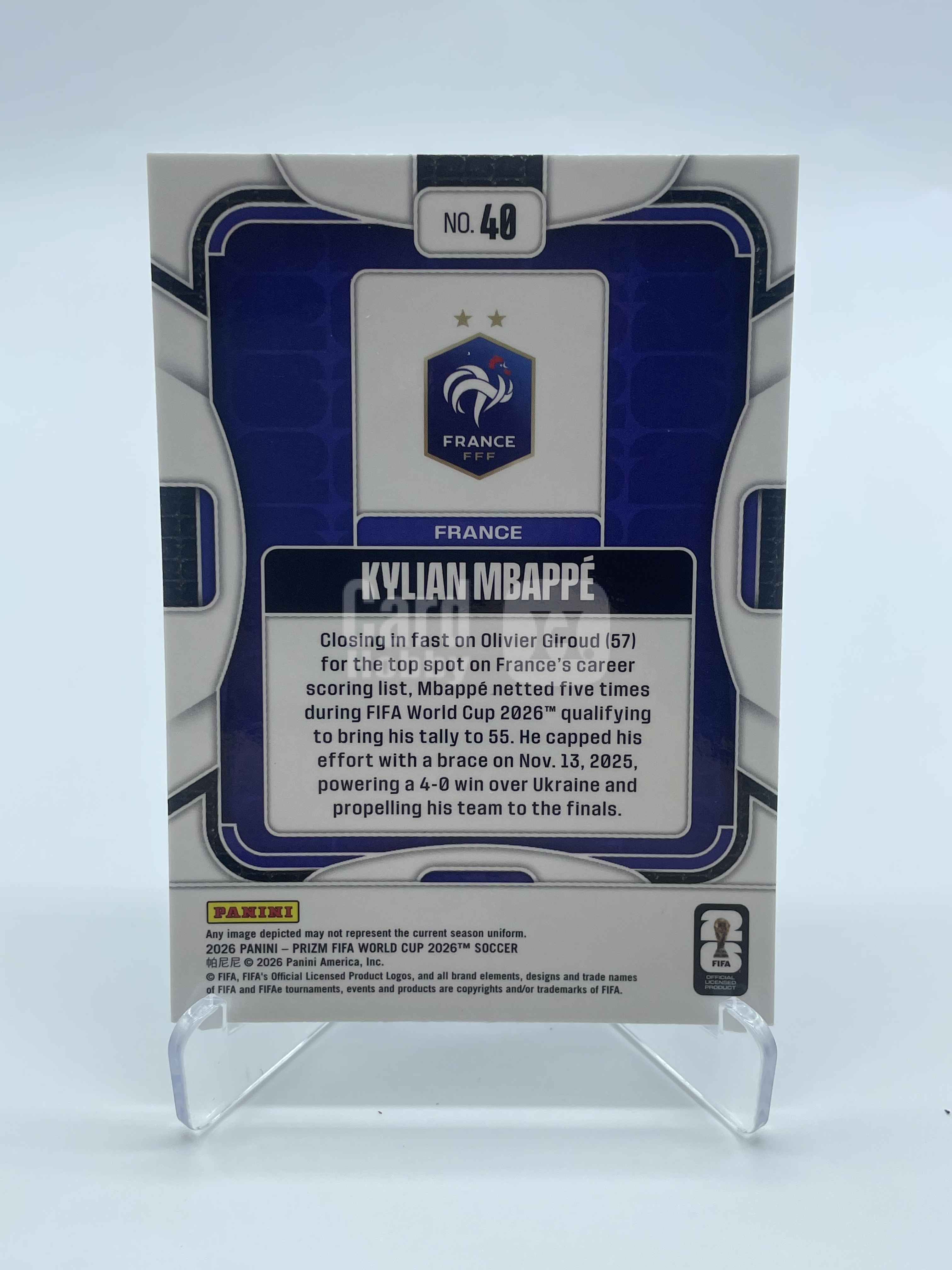 2026 Panini Prizm FIFA World Cup Kylian Mbappe【Simple】世界杯 PZ 基利安 姆巴佩 法国 皇马 base 卡品如图 专收必备