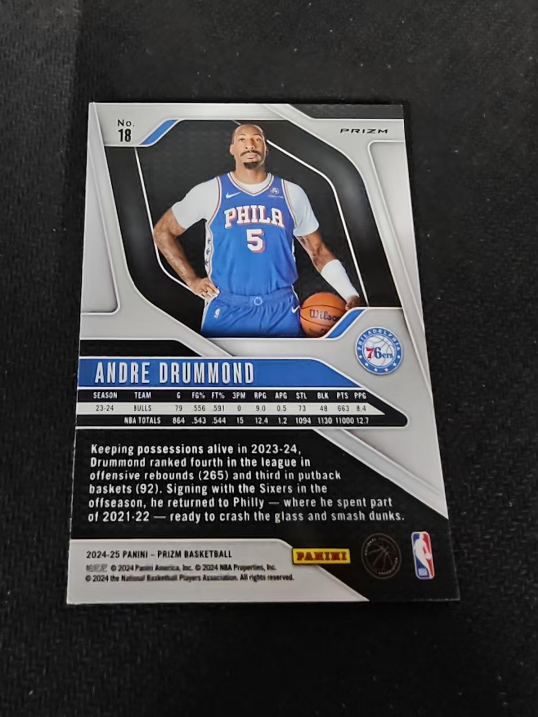 2024-25 Panini Prizm Andre Drummond 76人队 安德烈 德拉蒙德 绿折 PZ 划痕 边角瑕疵 #18