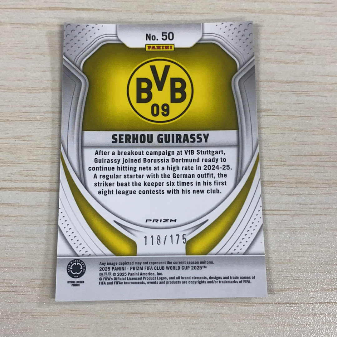 【小牛代拍】2025 Panini FIFA CLUB WORLD CUP Serhou Guirassy 塞尔胡 吉拉西 世俱杯 /175编 蓝碎冰折 细节如图(一哥)