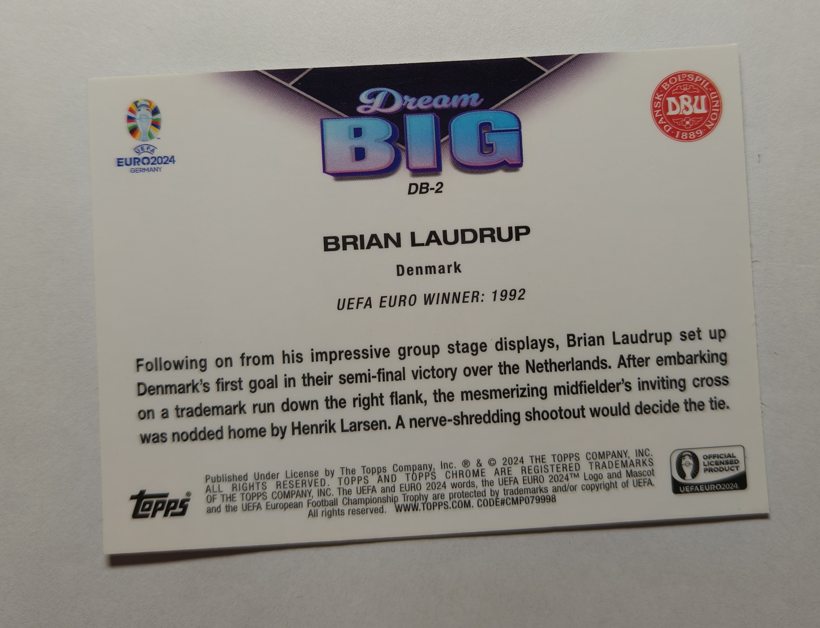 2025 Topps Chrome Brian Laudrup 【免费代卖】布莱恩・劳德鲁普 丹麦 欧洲杯 Dream Big逐梦巅峰特卡 折射 #DB-2 A3-4