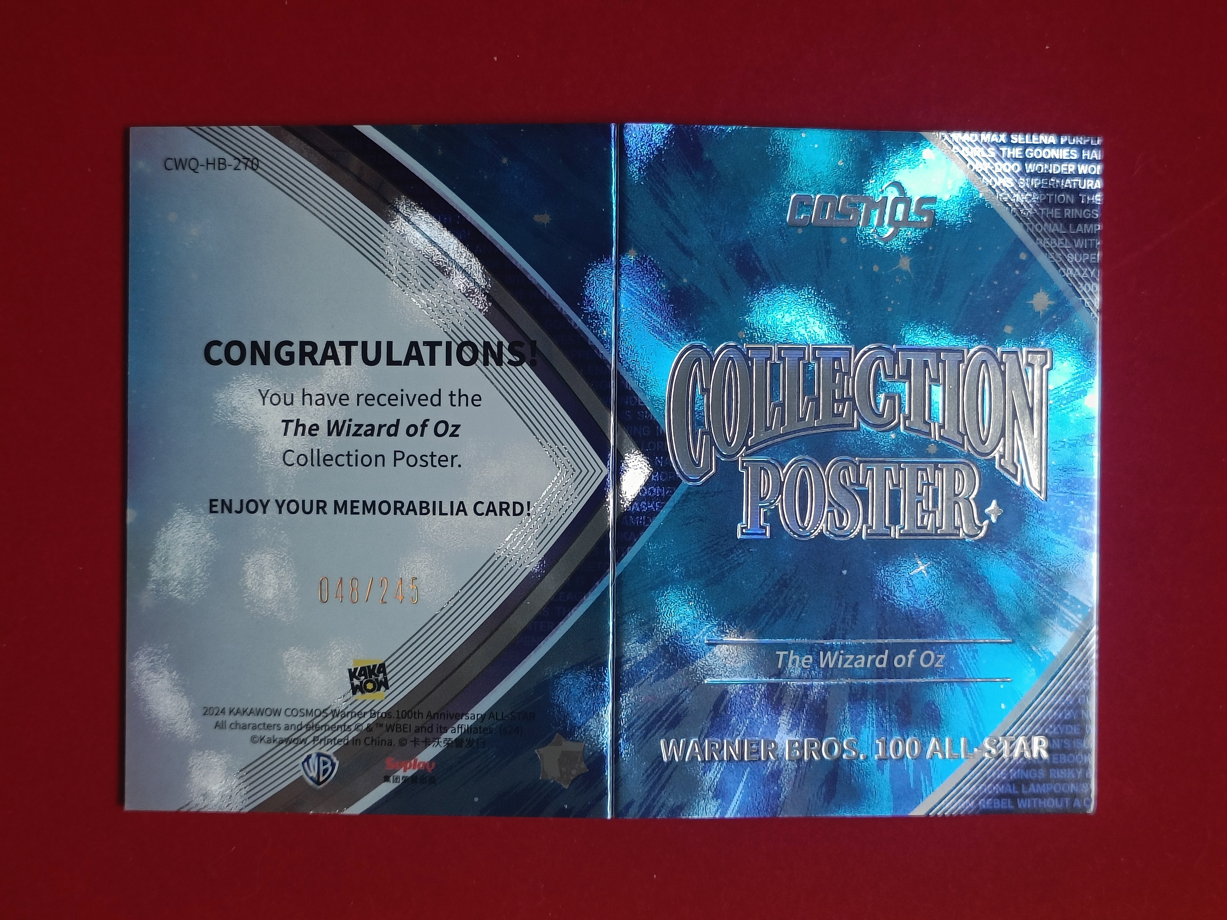 2024 Kakawow COSMOS华纳100周年全明星系列收藏卡 THE WIZARD OF OZ 绿野仙踪 【谦谦拍卖】CWQ-HB-270 海报小书 048/245编 S001