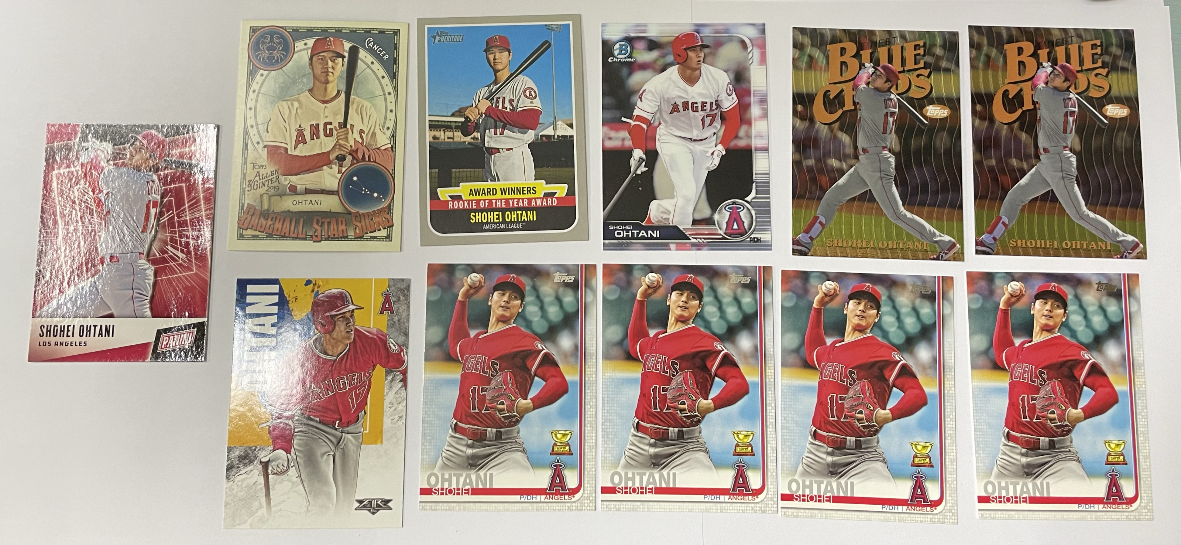 2019 Topps Bowman Chrome Shohei Ohtani 洛杉矶天使 大谷翔平 新秀次年 多系列 Base 特卡 十一张一起 Lot11