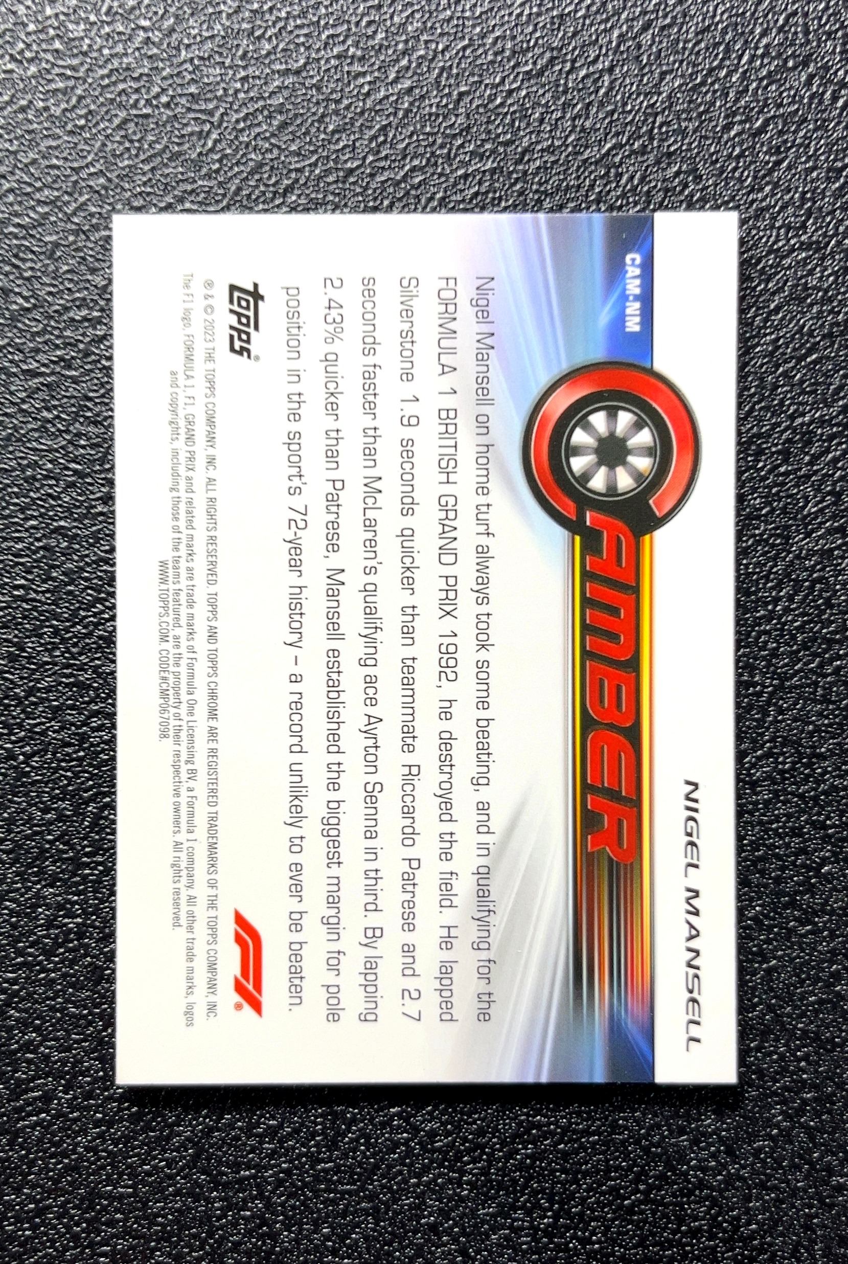 【小白1%代卖】2023 Topps Chrome Amber 琥珀 Nigel Mansell 尼格尔·曼塞尔 银折 折射 卡品如图 高价值 0806