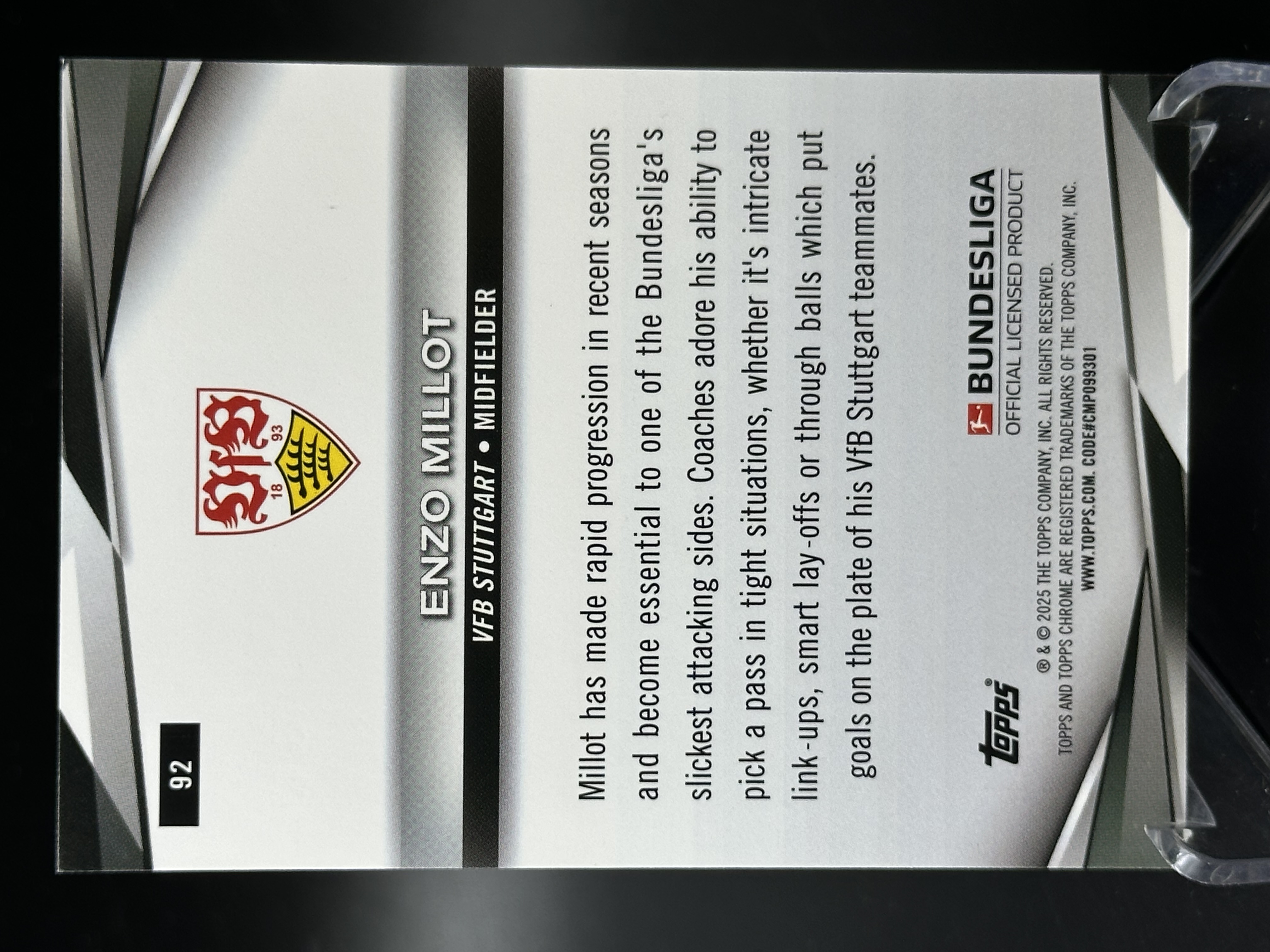 2024-25 Topps Chrome Enzo Millot 【小黄拍卖】德甲 恩佐 米洛 斯图加特 06/10编 超低编 少见「cook」