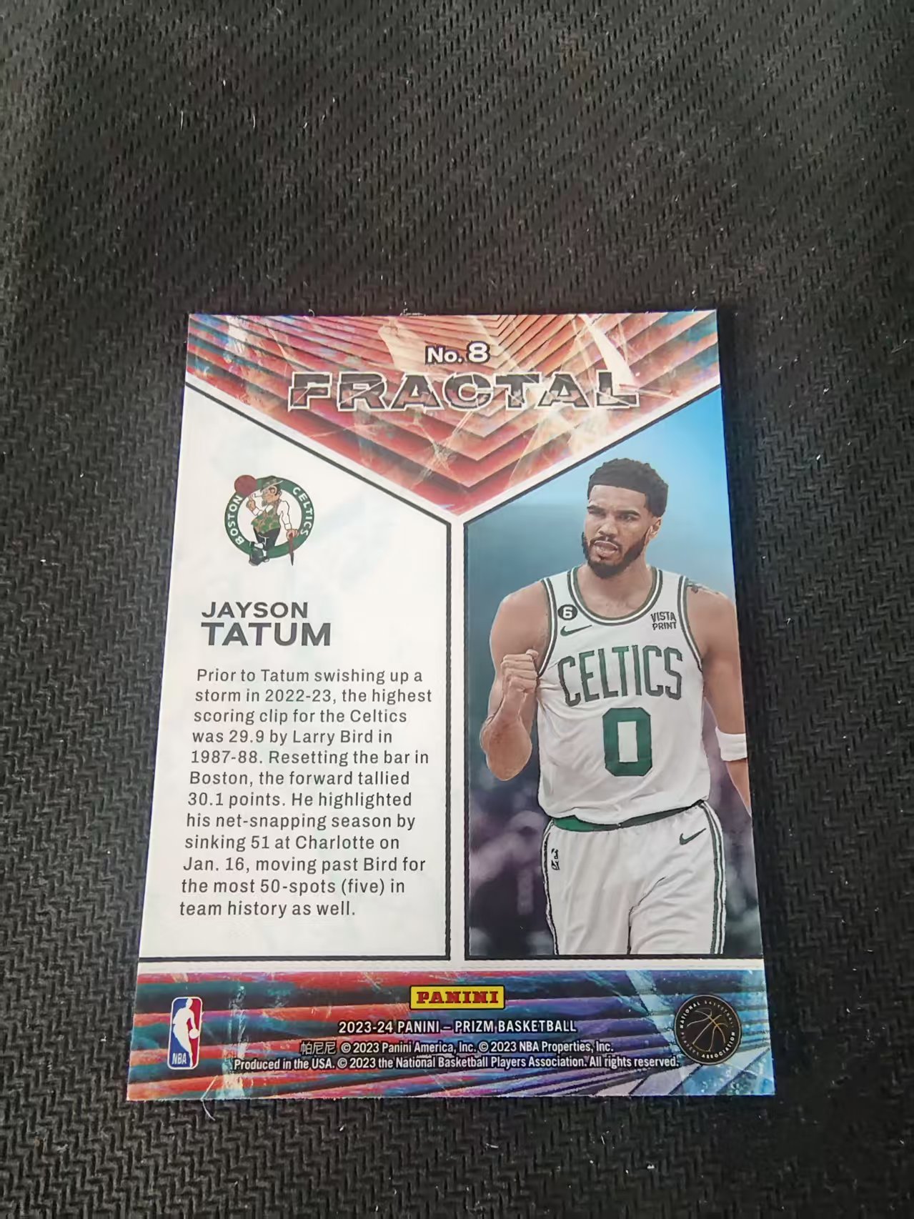 【可合并,不累计】2023-24 Panini Prizm Jayson Tatum 杰森 塔图姆 獭兔 凯尔特人 Fractal特卡 PZ 划痕 边角微瑕 介意勿拍 #8