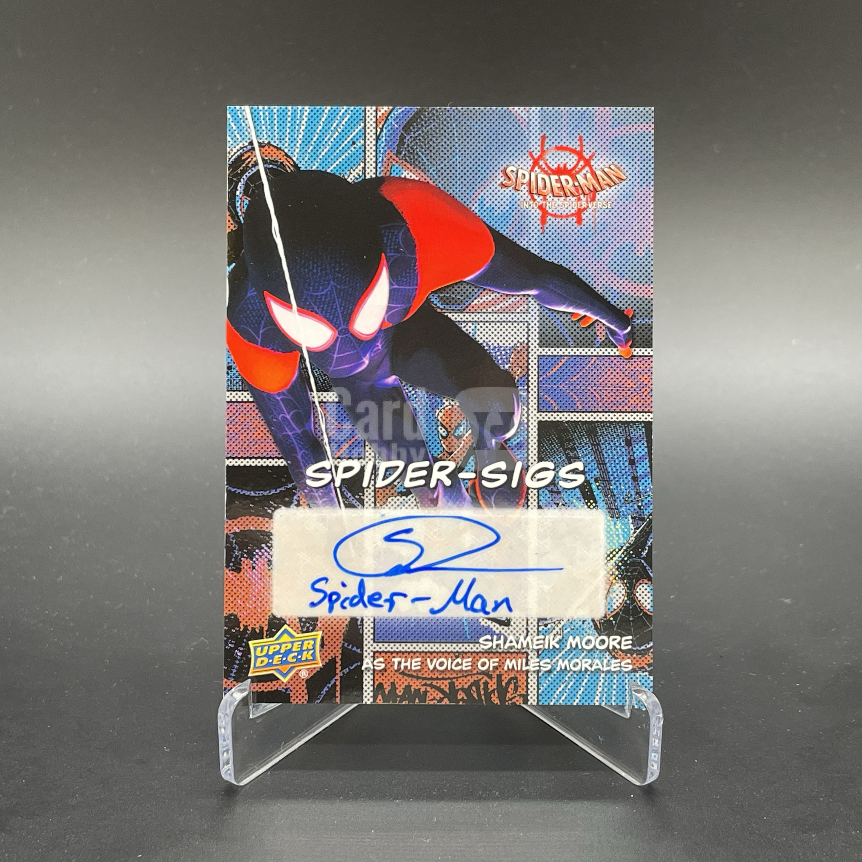 2018 Upper Deck Marvel Spider-Man Shameik Moore 漫威 蜘蛛侠 平行宇宙 沙梅克 摩尔 Miles Morales 配音演员 签字 铭文 品墨如图 wy
