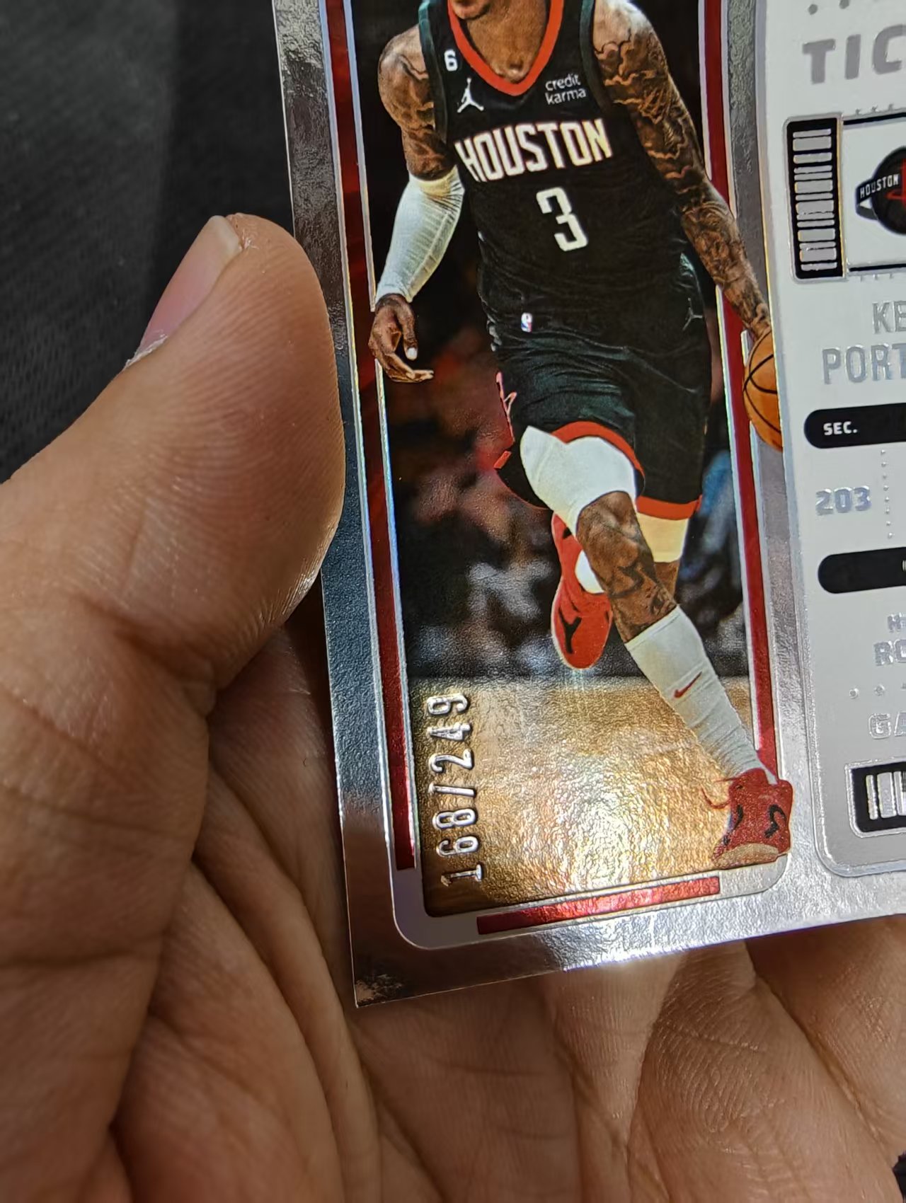 【汽水拍卖】2022-23 Panini Contenders Kevin Porter Jr. 小凯文 波特 火箭 球票 249编 闪卡 微瑕如图