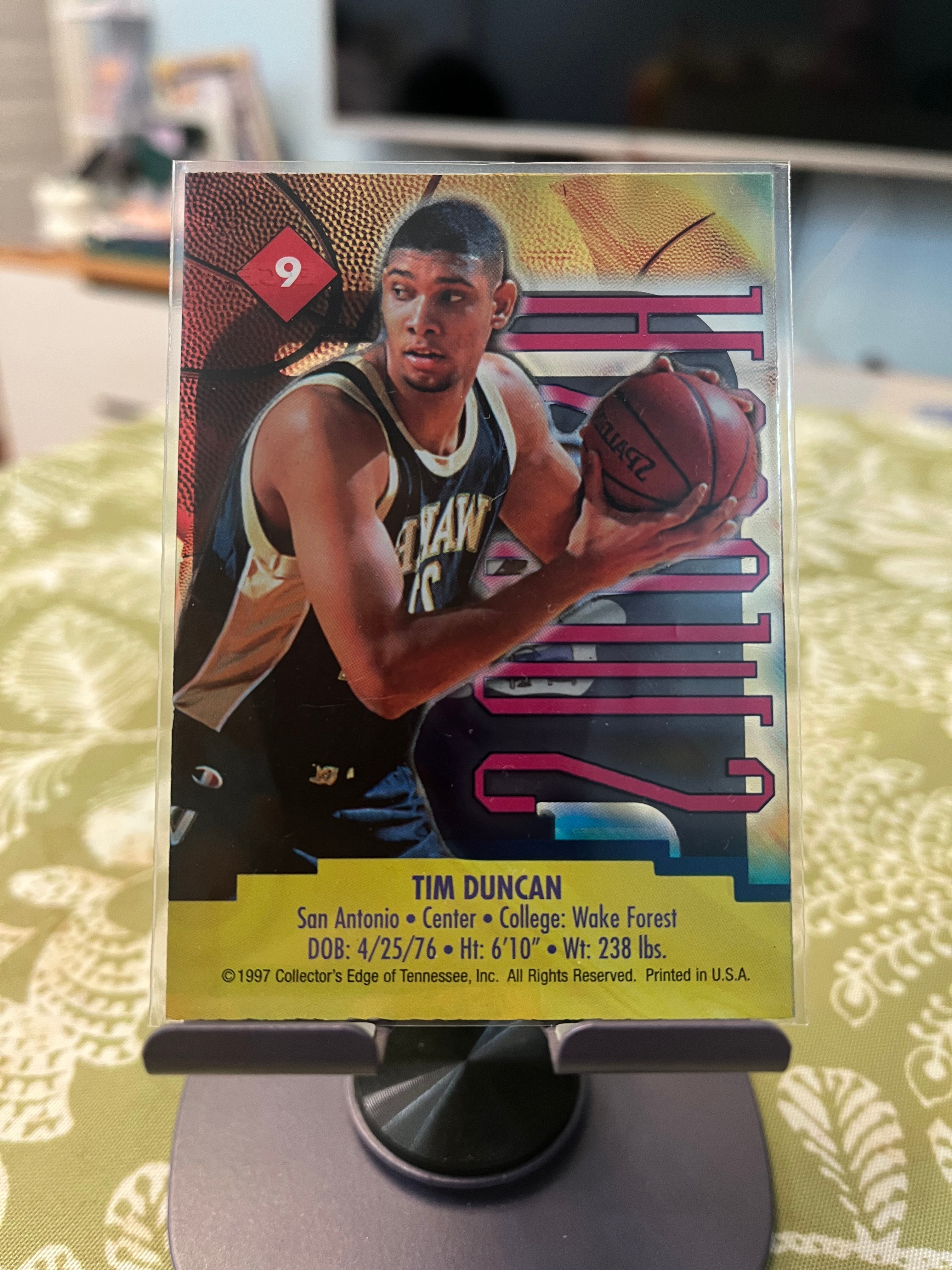 1997 Collector's Edge 老卡 老特 Tim Duncan 蒂姆 邓肯 石佛 马刺【透明胶片 新秀年】【边角瑕疵如图 介意勿拍】#1001