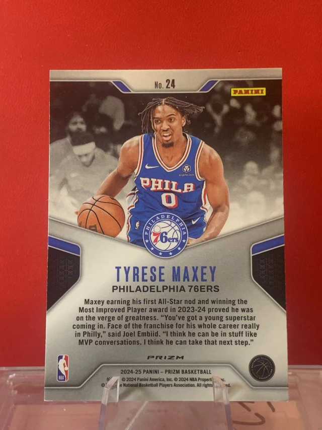 (老末精品代拍)2024-25 Panini prizm Tyrese Maxey 76人 泰雷塞 马克西 PZ系列 Dominance 支配地位特卡 银折 顺丰空运 E05