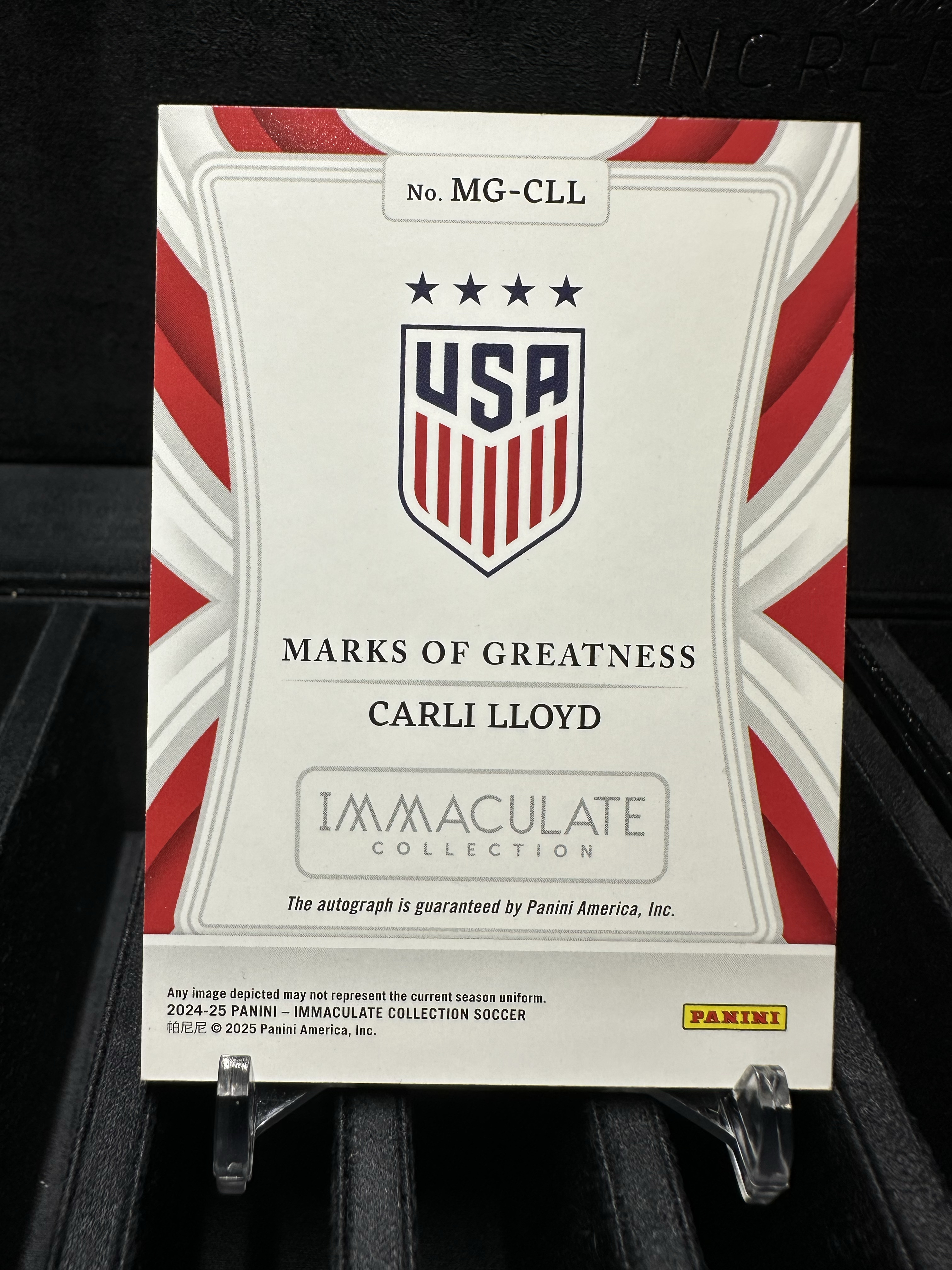 2025 Panini Immaculate Carli Lloyd 劳埃德20/25编 签字 伟大印记完美签背号 单一平行 美国选图爱咪咪高端系列卡品如图 美国女足世界足球小姐 卡莉收藏