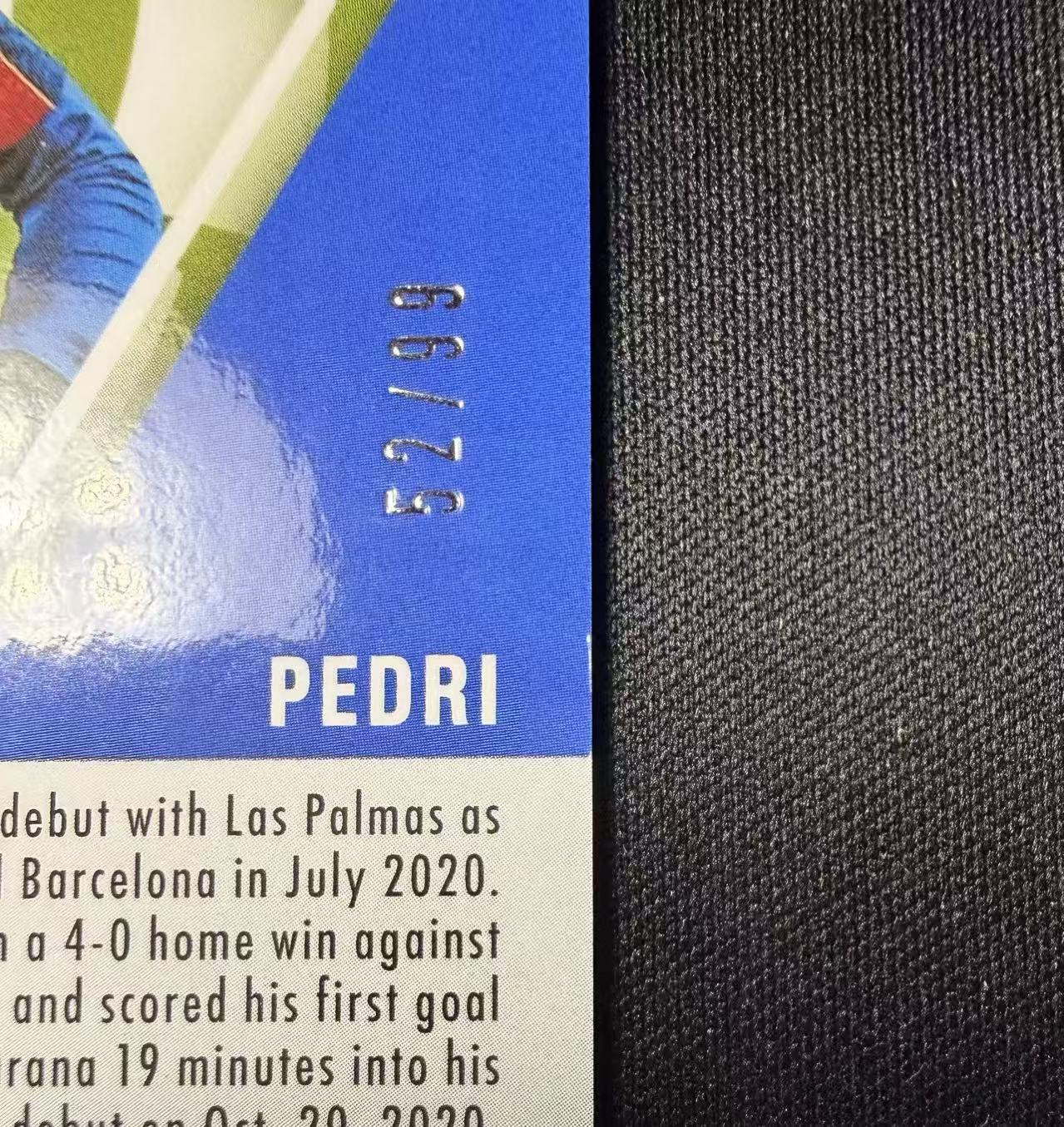2020-21 Panini Mosaic 马赛克 西甲 巴萨 巴塞罗那 Pedri 佩德里 新秀 rc 蓝折 52/99编 马赛克折 卡品如图 亚马尔队友 球衣颜色匹配