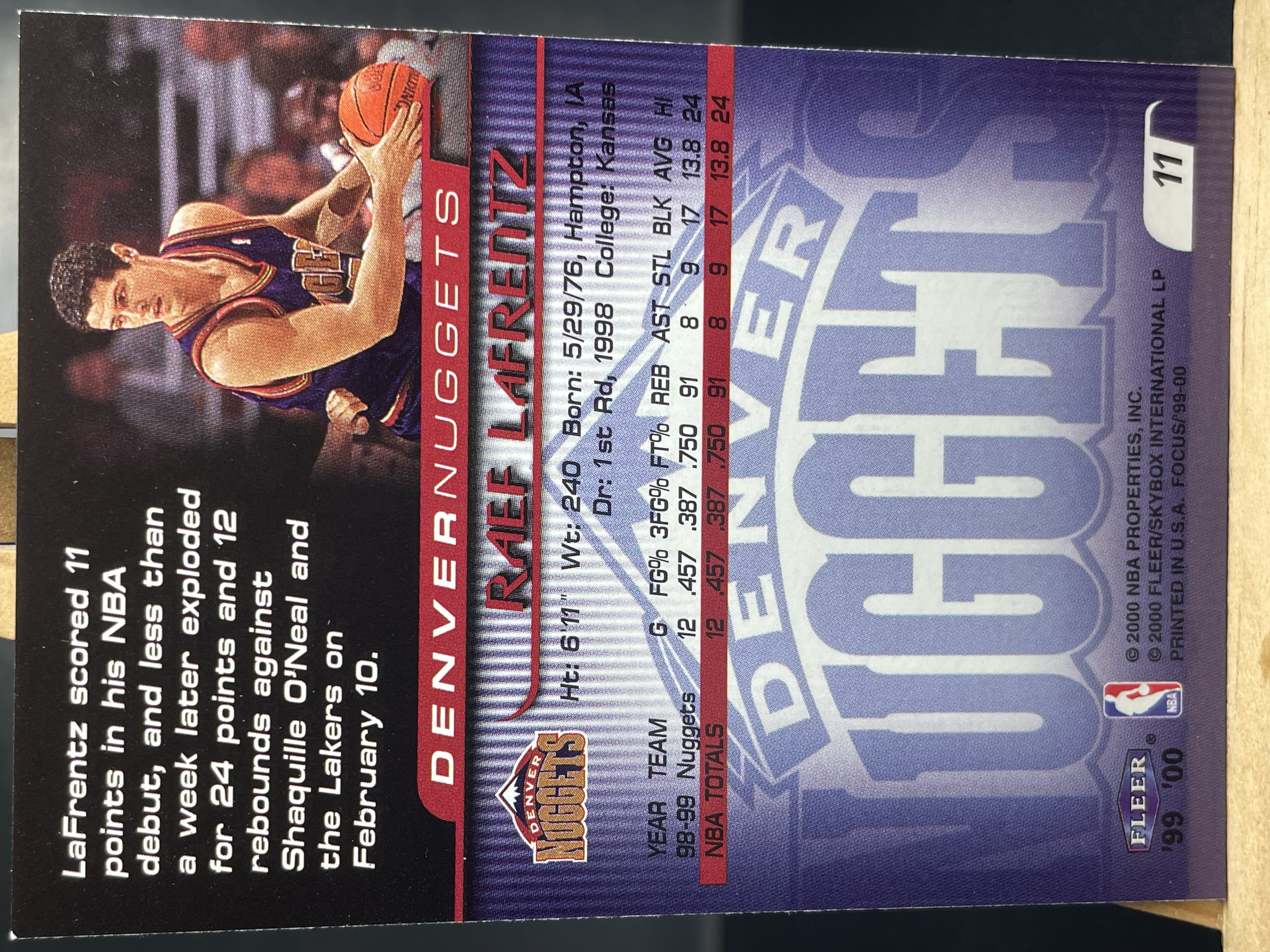 (C3) 2000 FLEER 老卡 里夫 拉弗伦茨 近期大热球星 收藏必备 卡面老化 边角暇 ! ! !