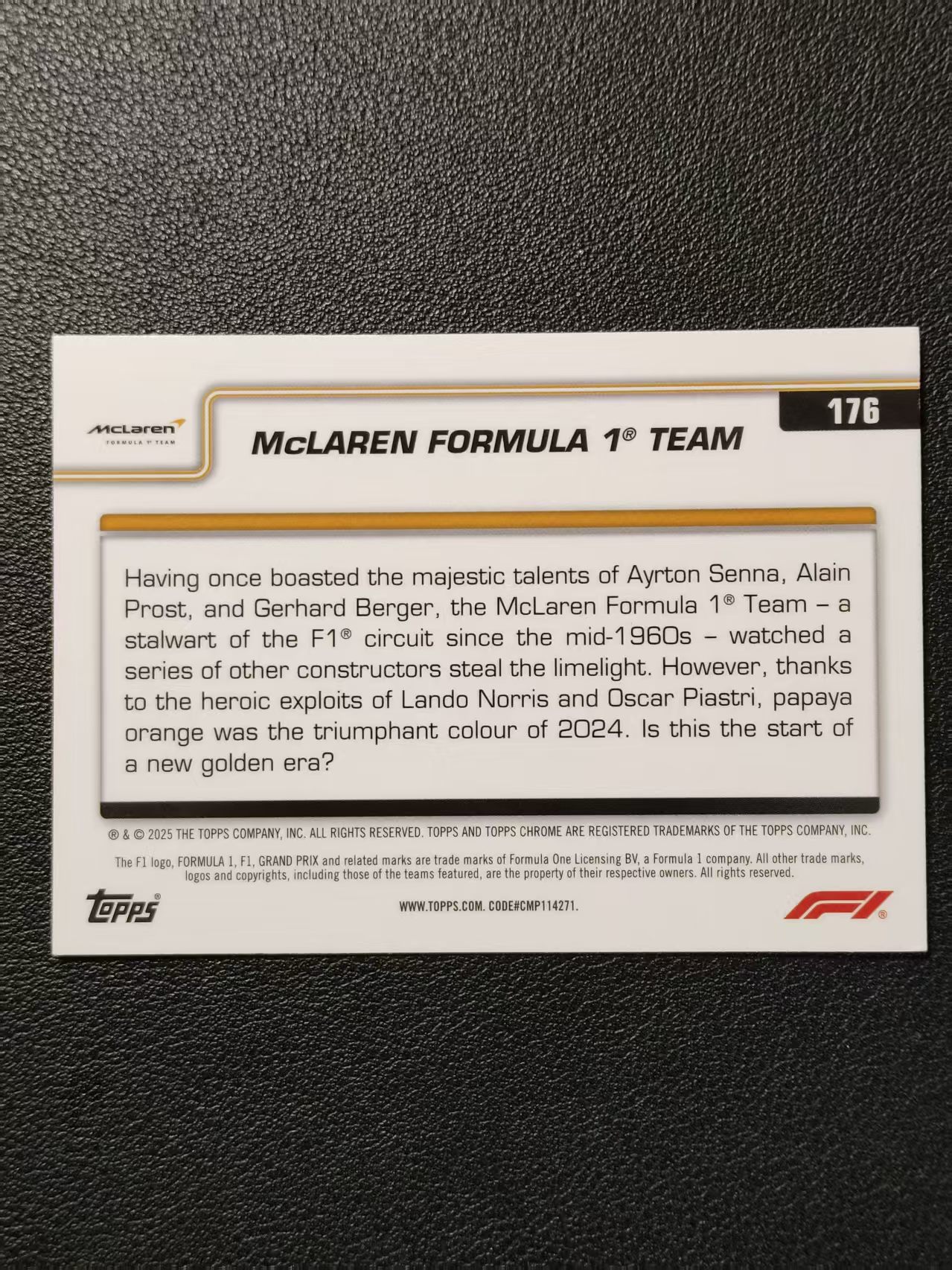 2025 Topps Chrome F1 McLaren 迈凯伦 蓝折 /150编 卡品细节如图 出价前请仔细阅读描述 C872